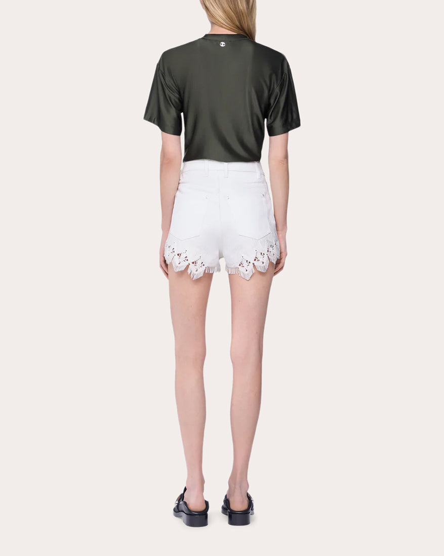 Cropped Gathered Satin Jersey Top