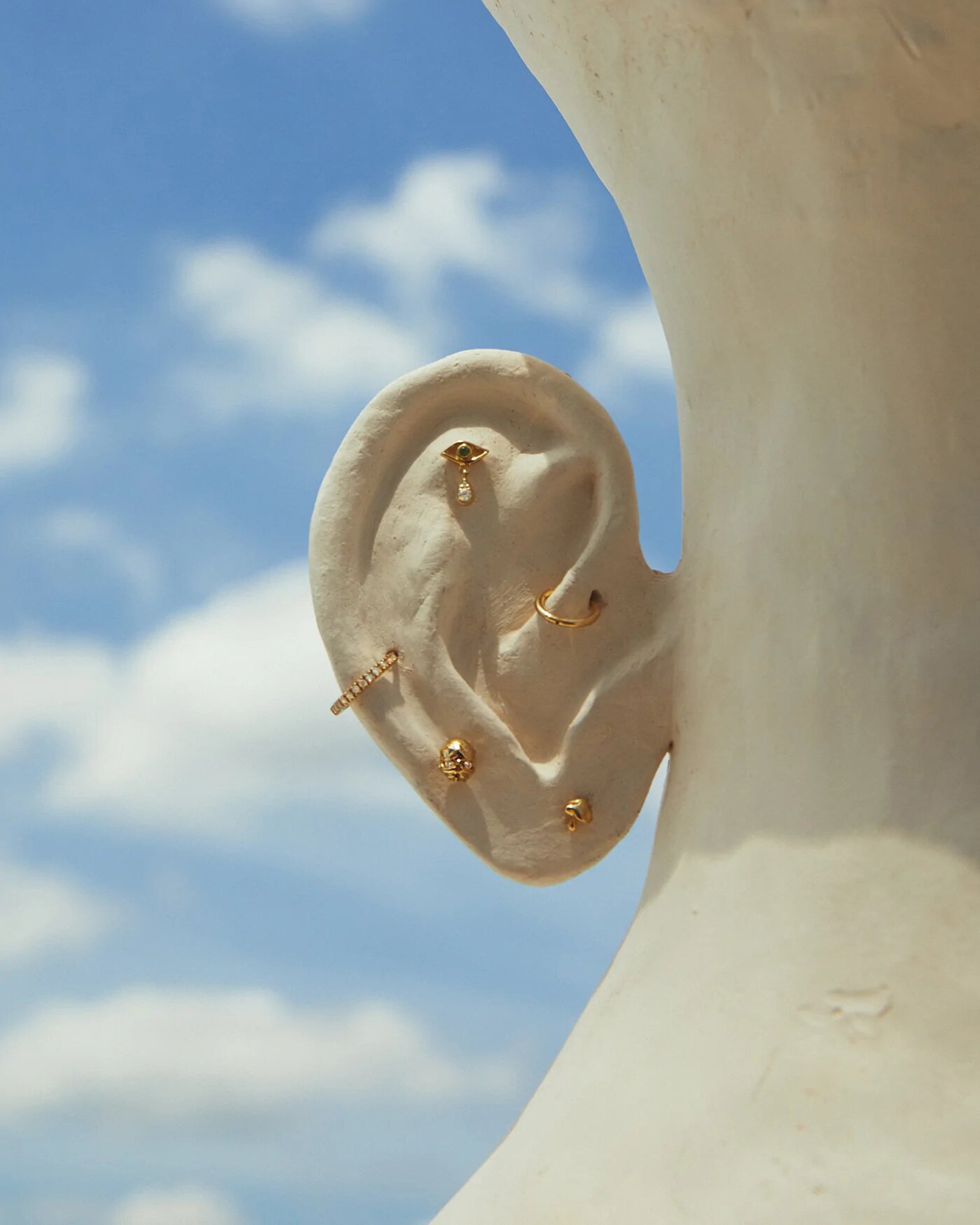 Tiny Mushroom 14K Gold Single Stud Earring