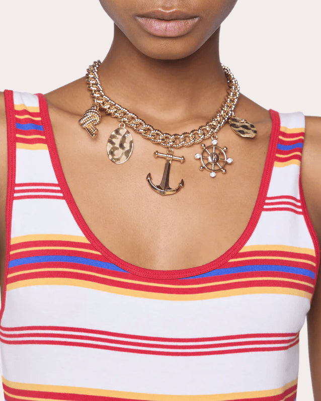 Gold-Tone Crystal Nautical Charm Necklace