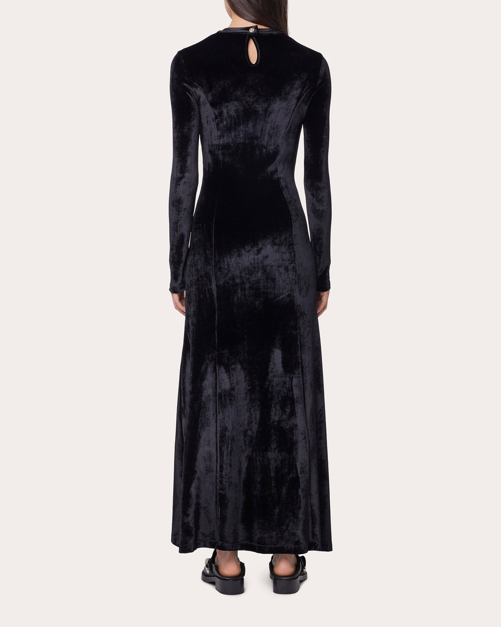 Gathered Embellished Velvet Midi Dress
