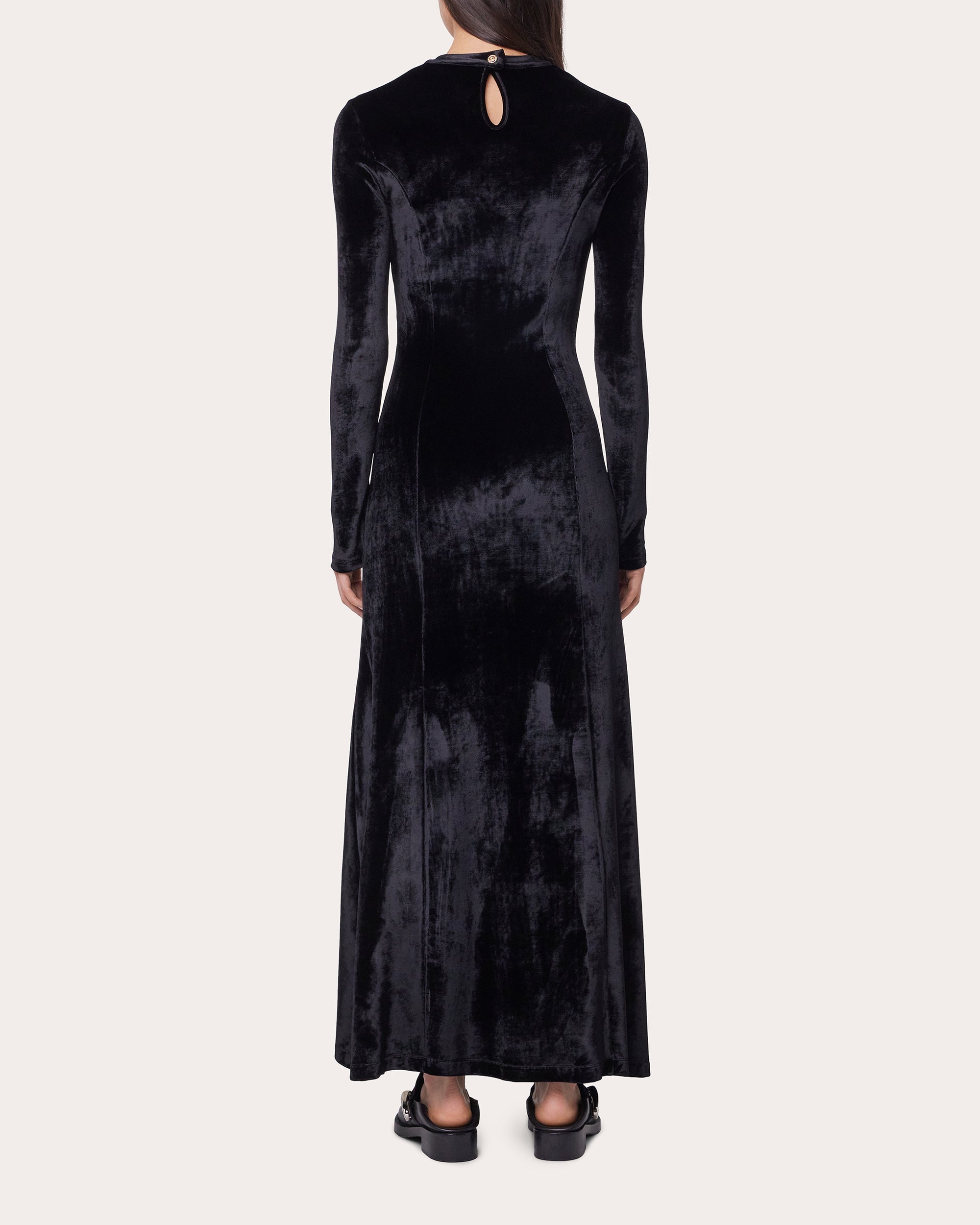 Gathered Embellished Velvet Midi Dress