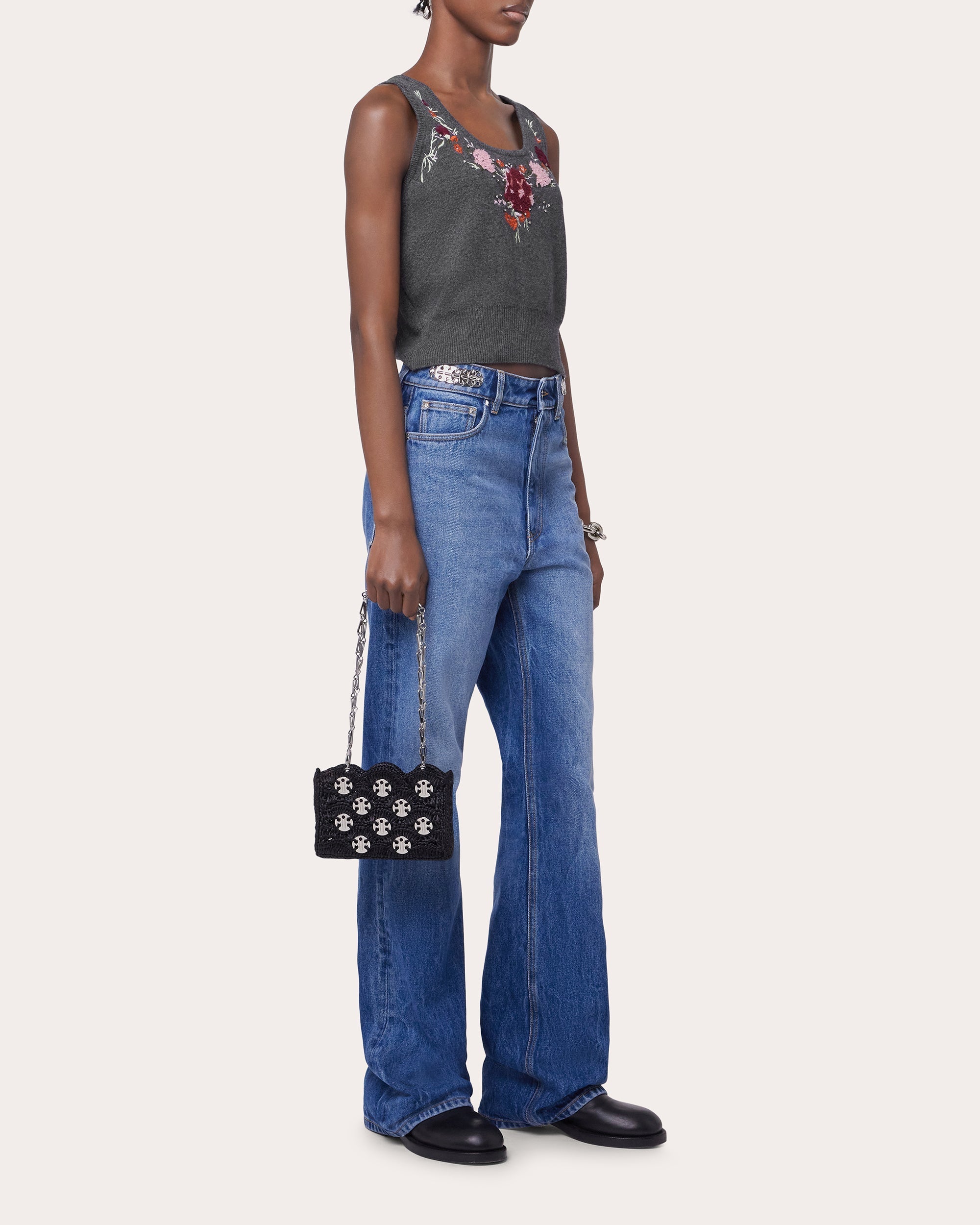 Embroidered Crystal-Embellished Wool-Cashmere Top