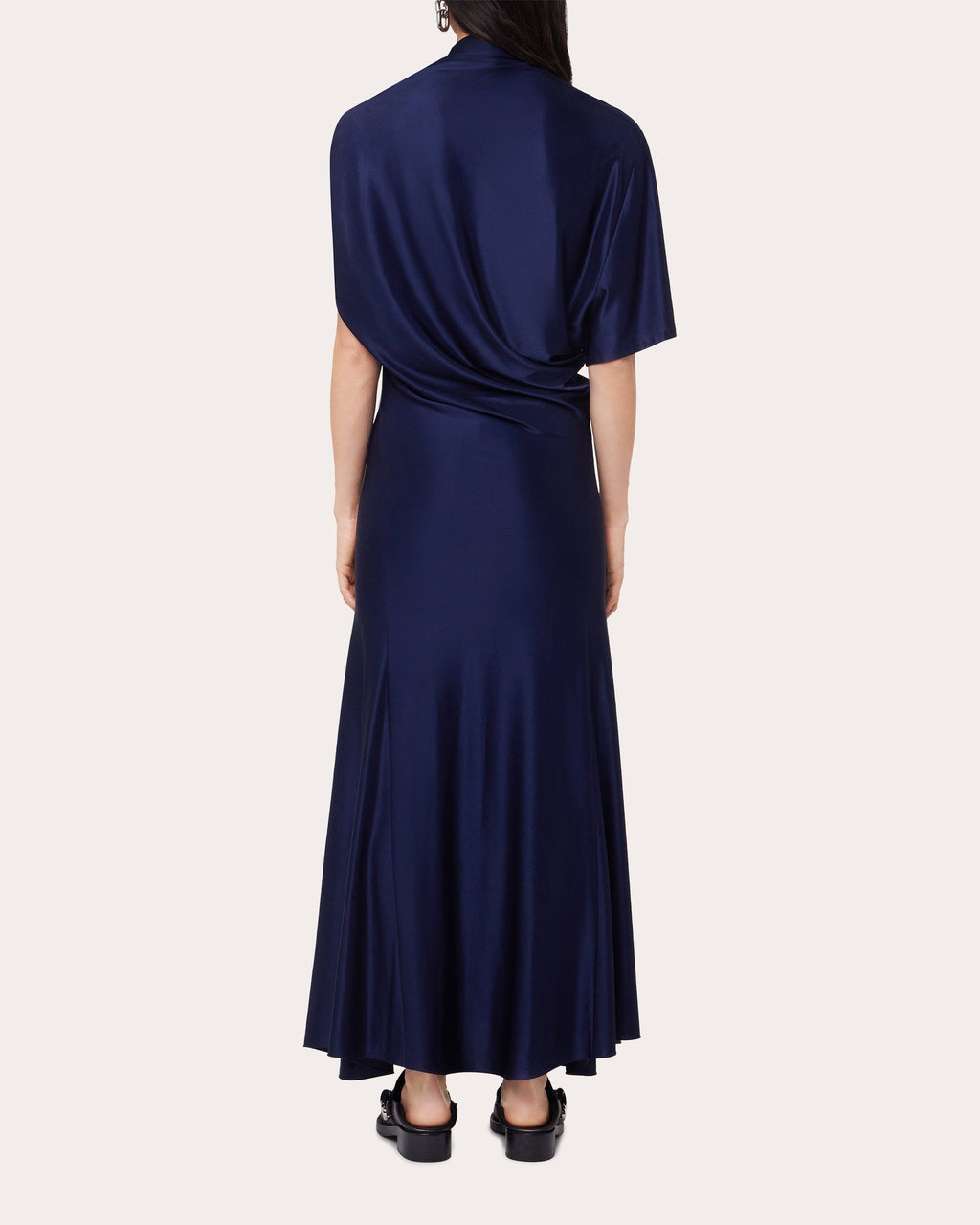 Draped Satin Midi Dress