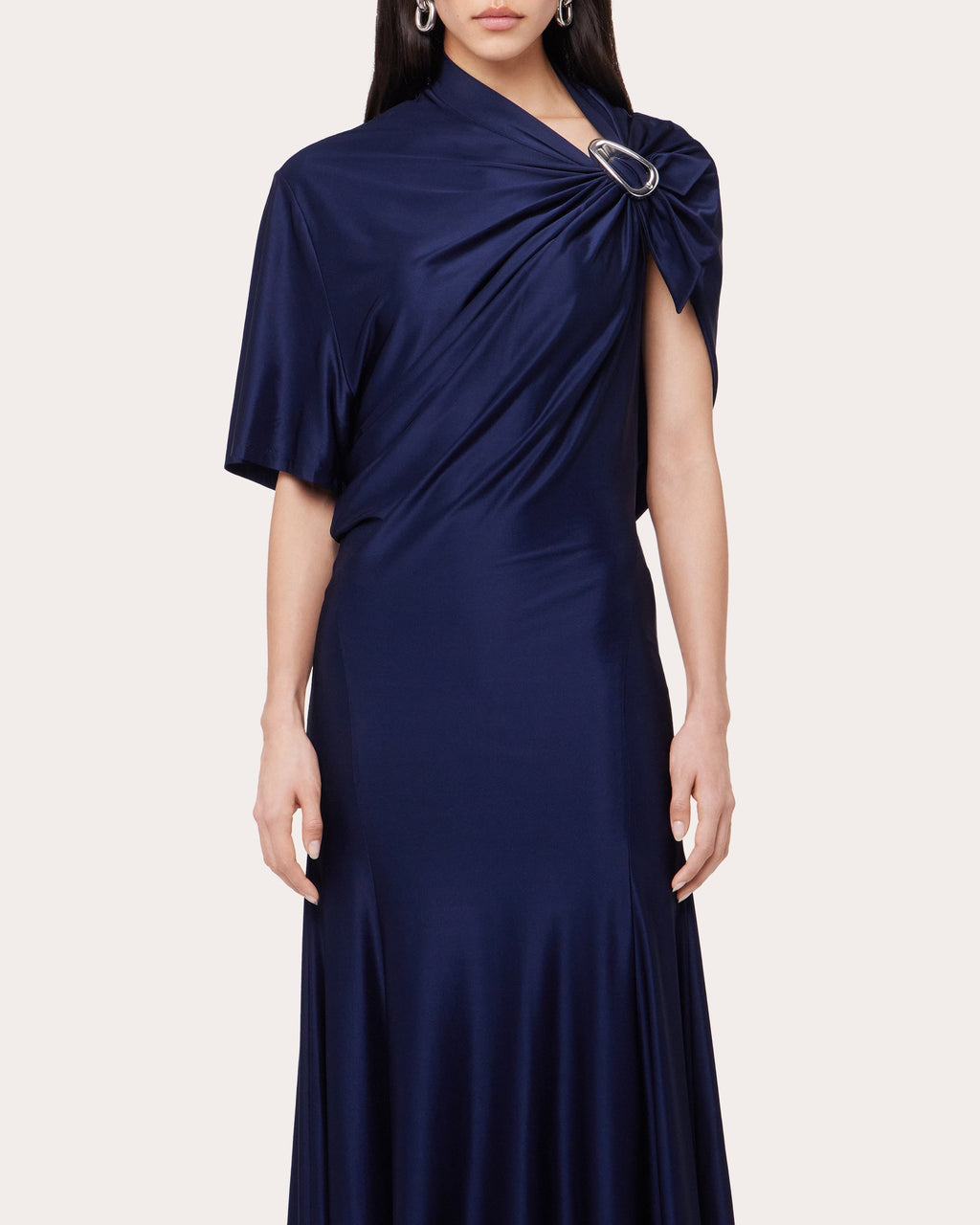 Draped Satin Midi Dress