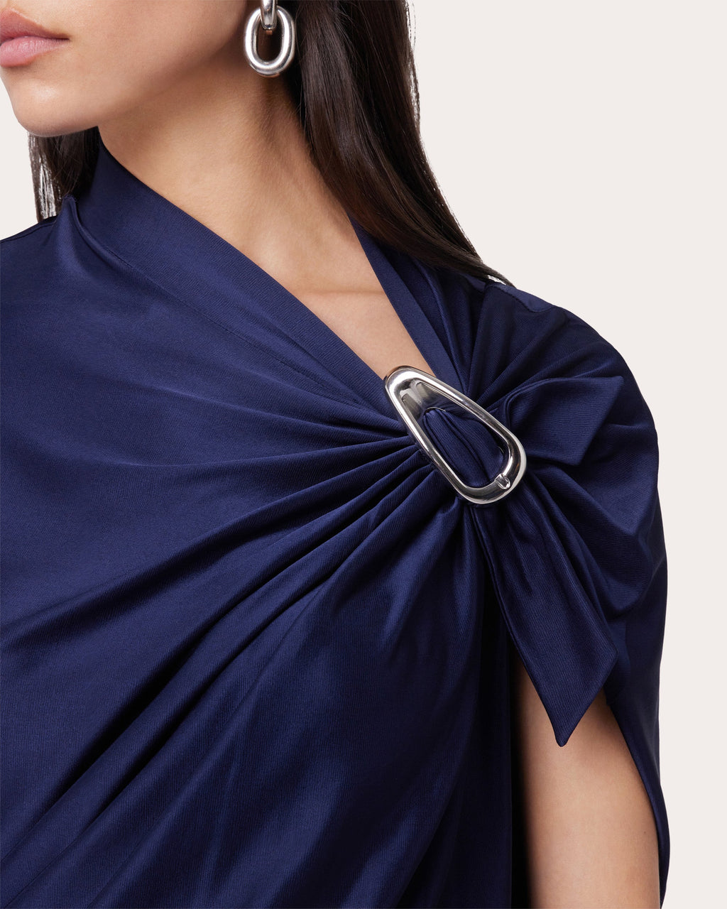 Draped Satin Midi Dress