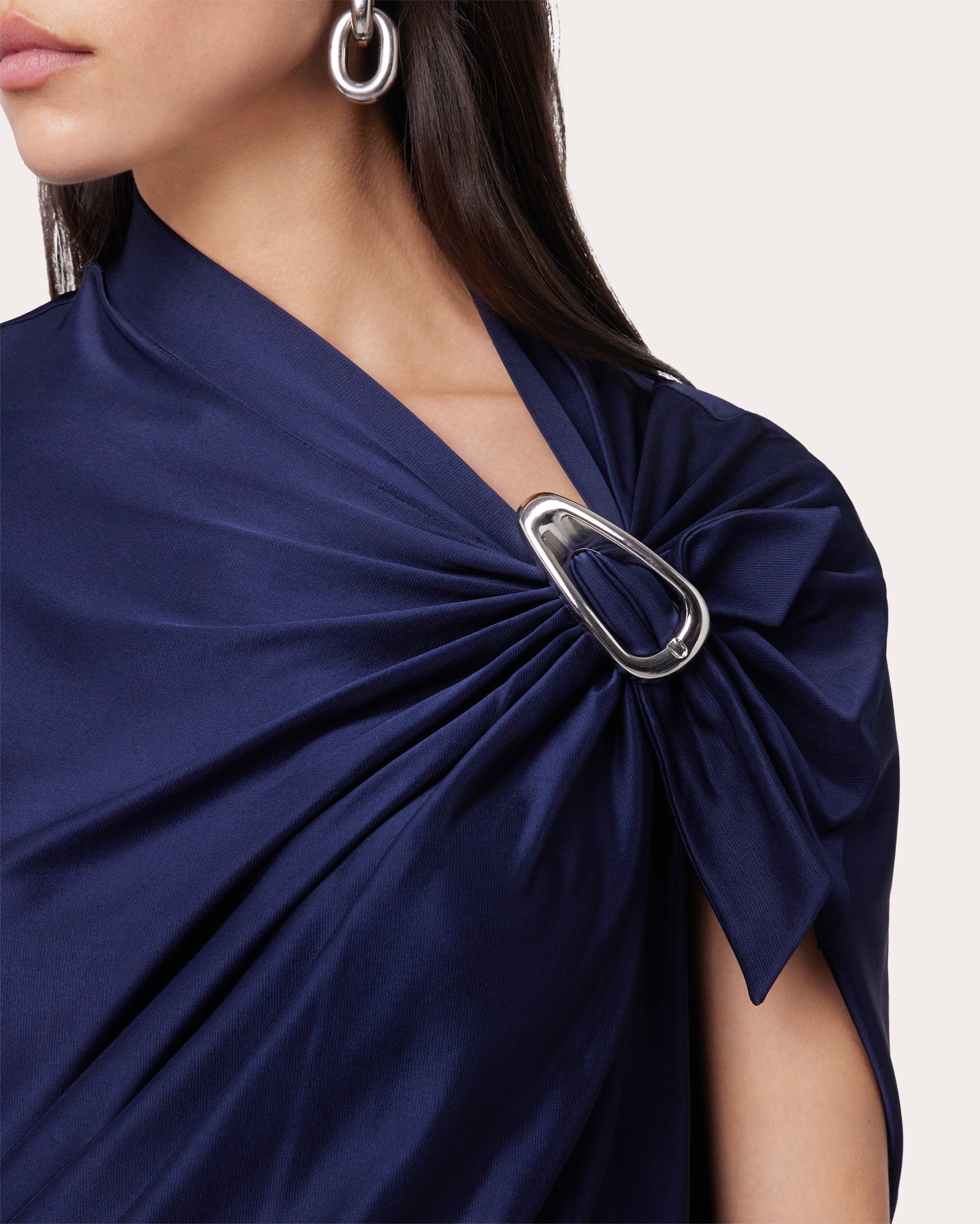 Draped Satin Midi Dress