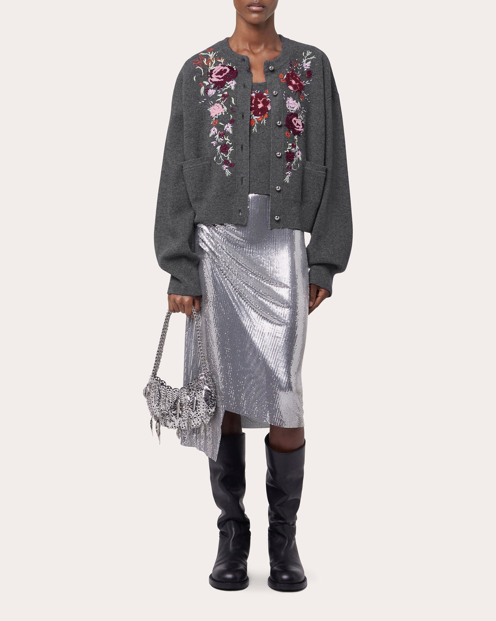 Embroidered Crystal-Embellished Wool-Cashmere Cardigan