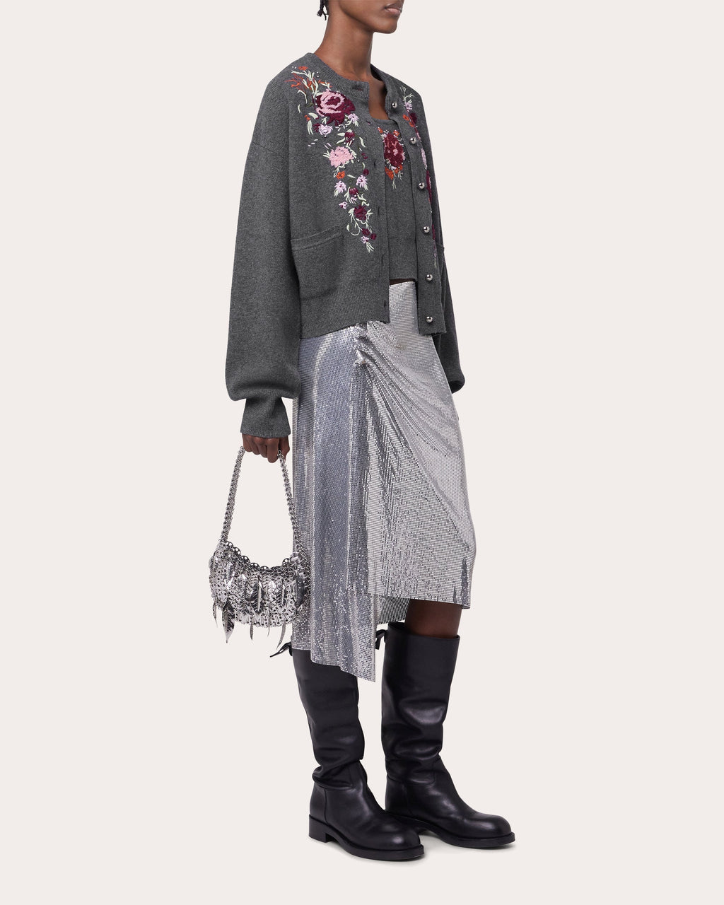 Embroidered Crystal-Embellished Wool-Cashmere Cardigan