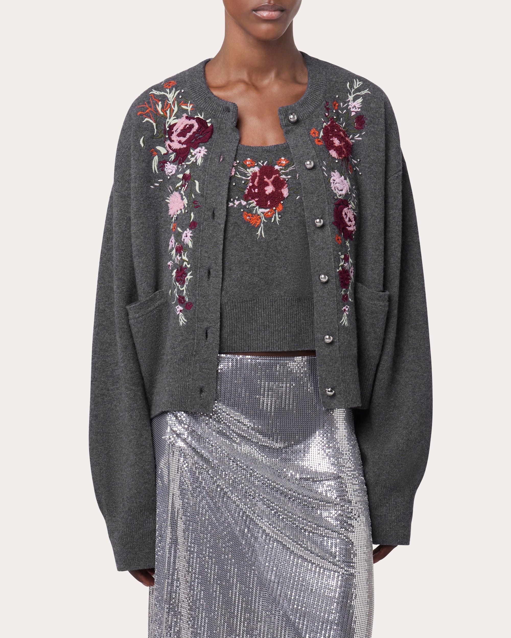 Embroidered Crystal-Embellished Wool-Cashmere Cardigan