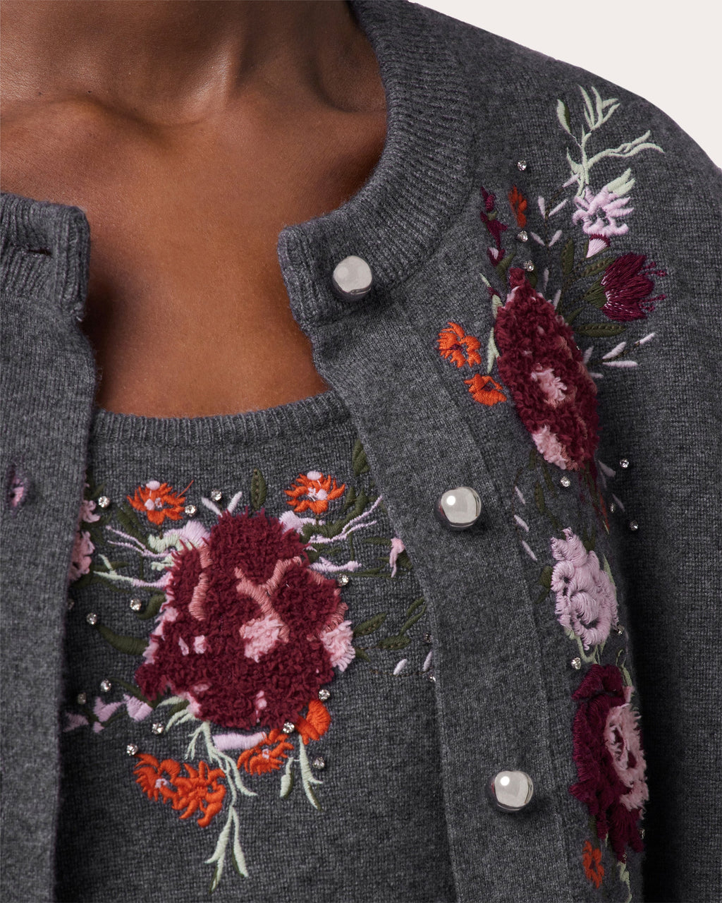 Embroidered Crystal-Embellished Wool-Cashmere Cardigan