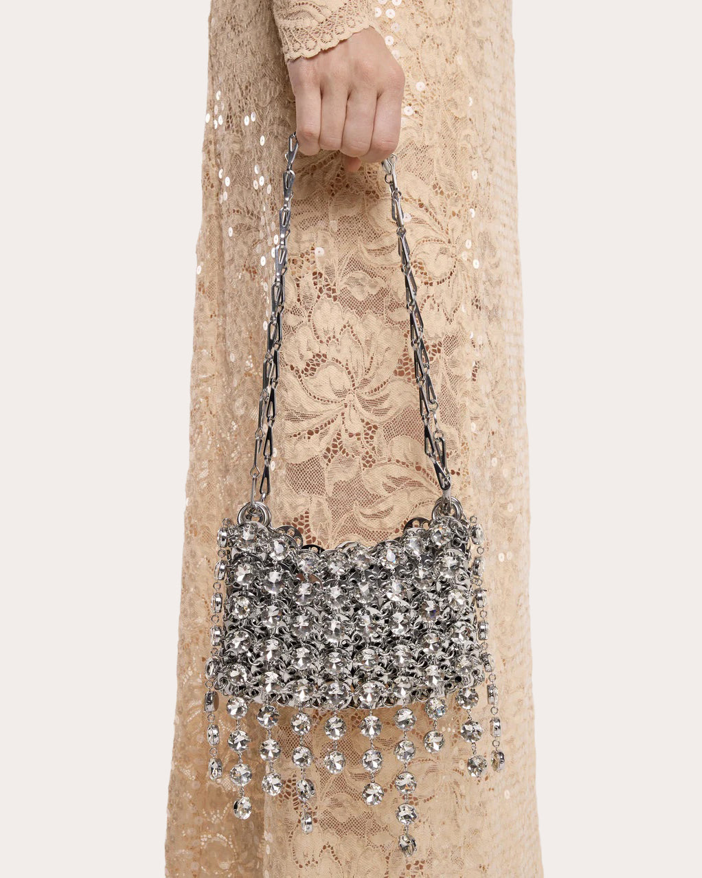 1969 Nano Crystal-Embellished Chainmail Shoulder Bag