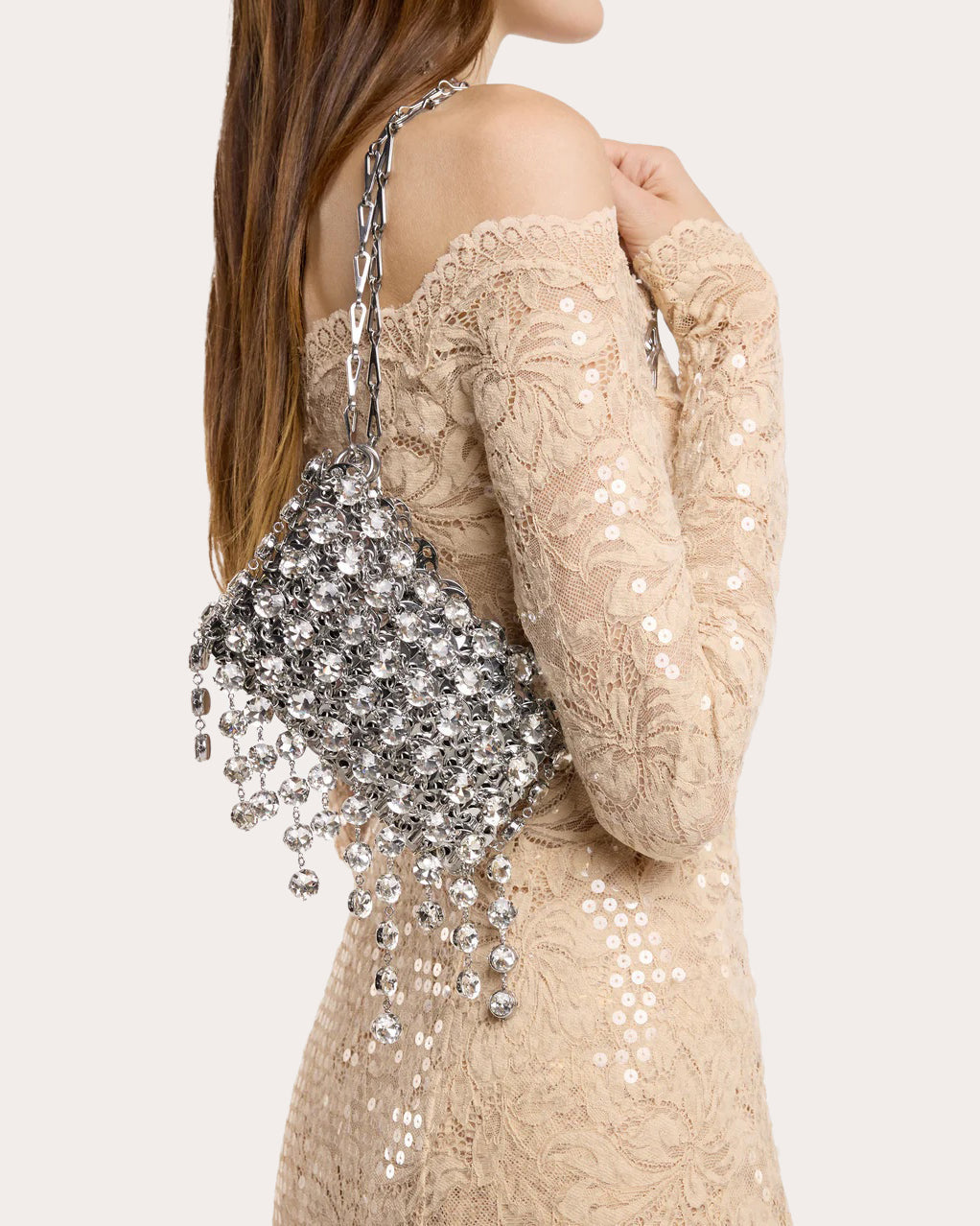 1969 Nano Crystal-Embellished Chainmail Shoulder Bag