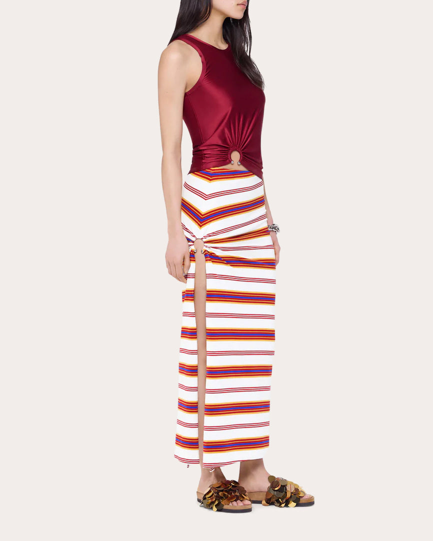 Gathered Ribbed Satin Jersey Top