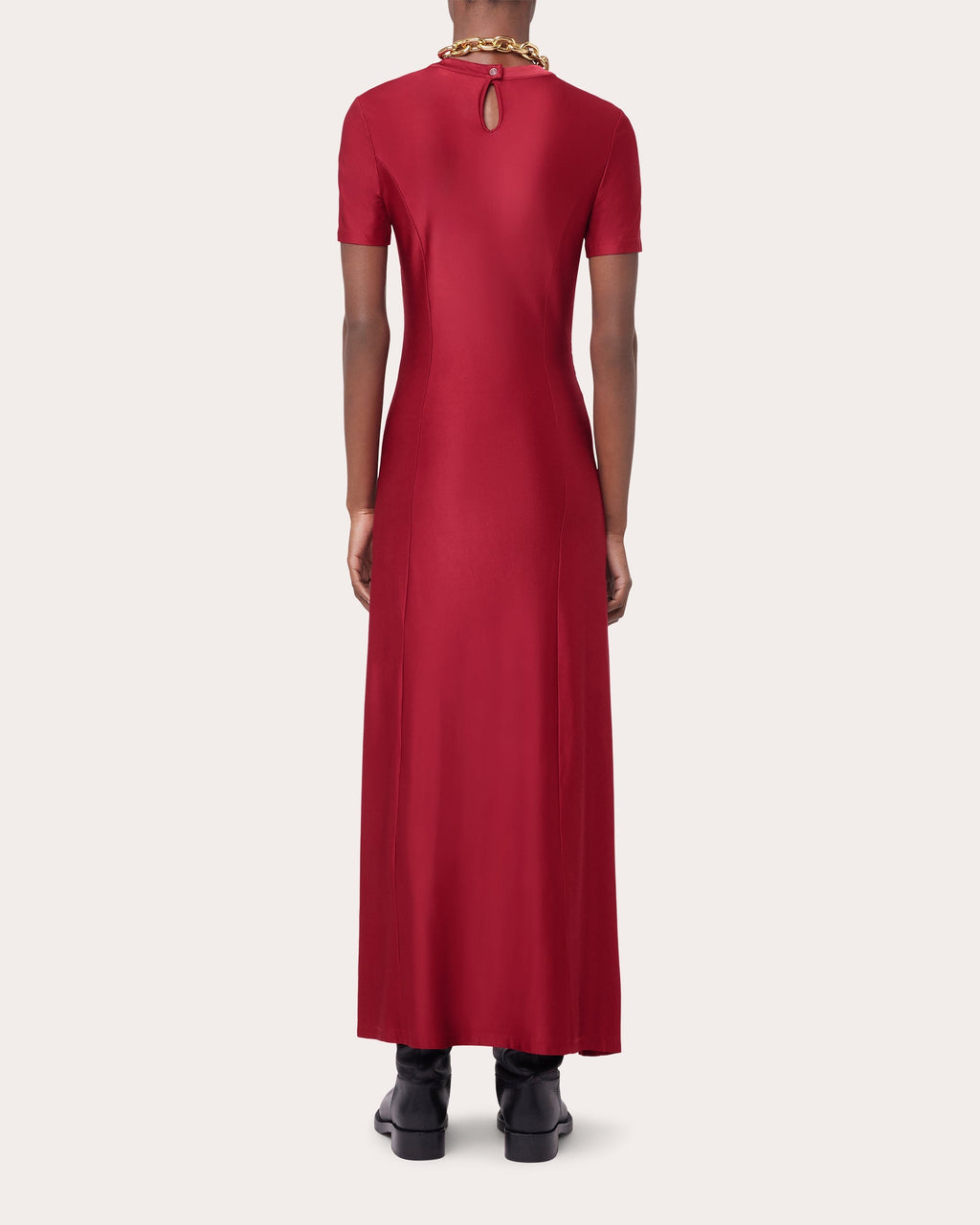 Gathered Embellished Satin Jersey Midi Dress