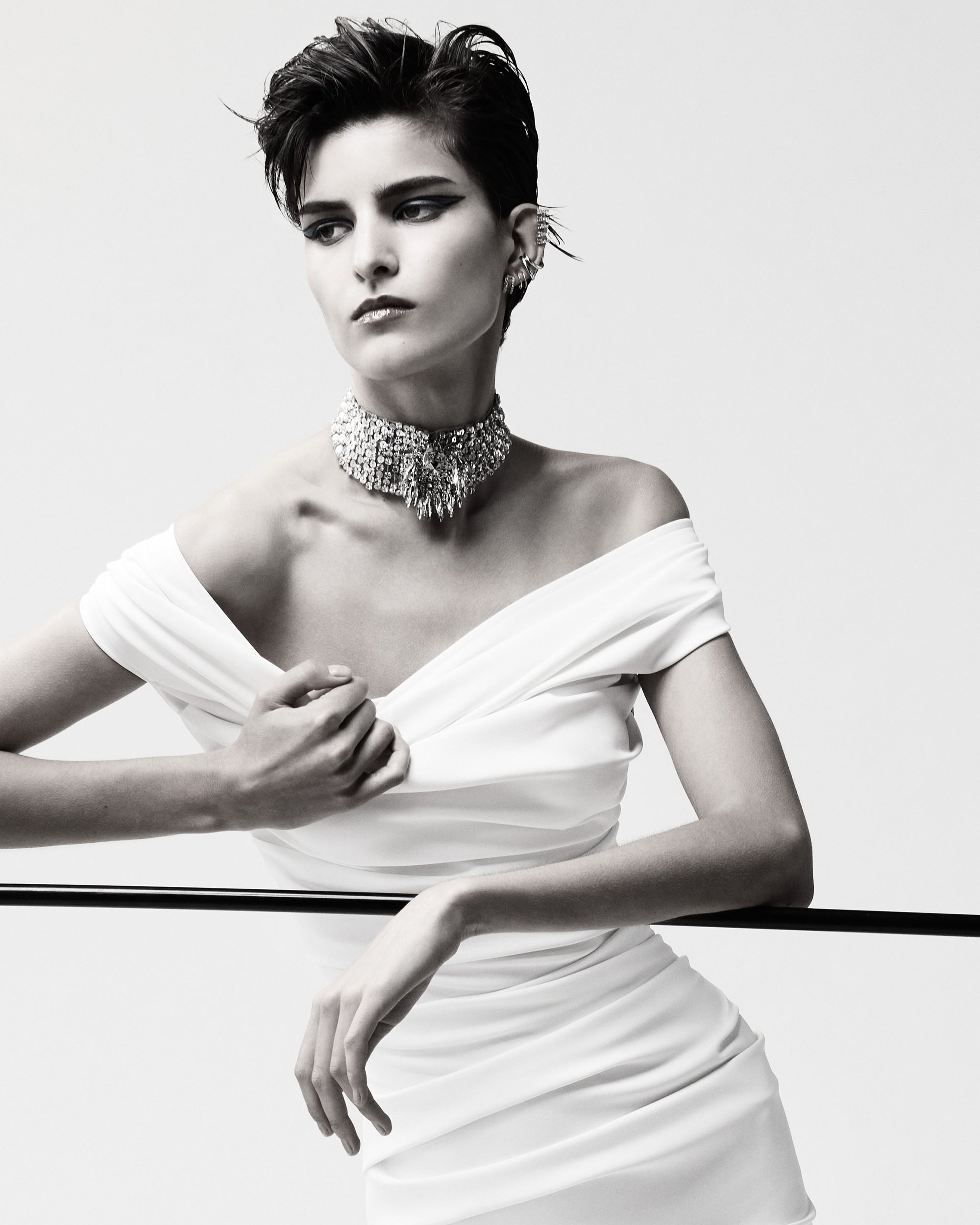 Assertion Ruched Off-Shoulder Gown