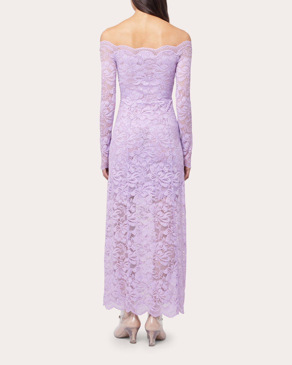 Twist-Front Floral Lace Off-Shoulder Maxi Dress