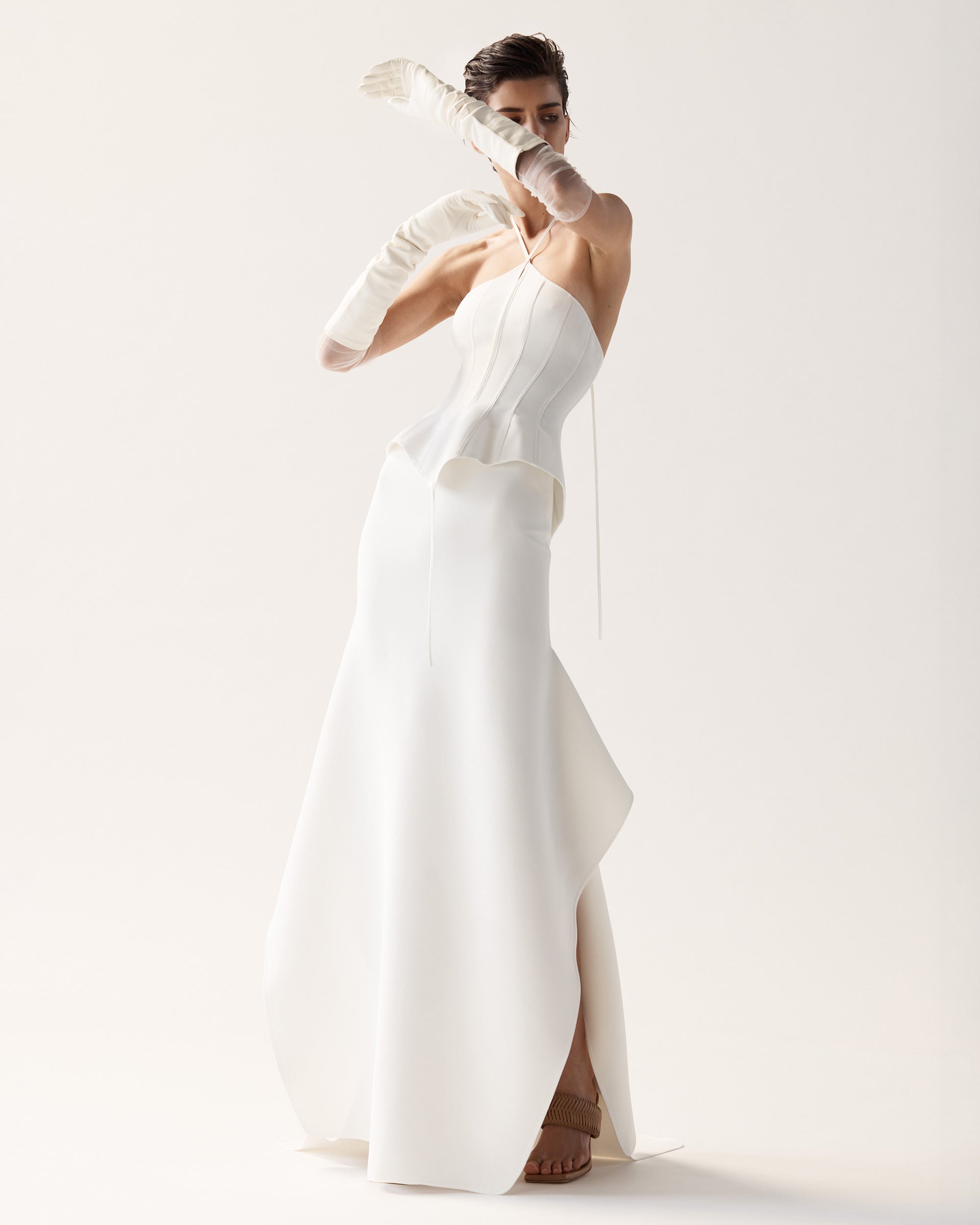 Intuit Paneled Peplum Halter Bustier
