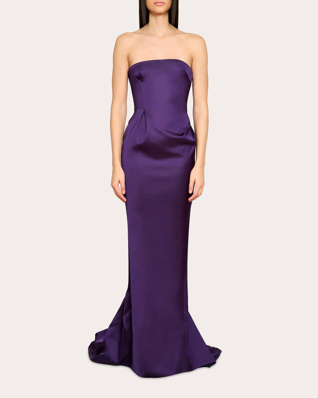 Pleated Draped Satin Gown
