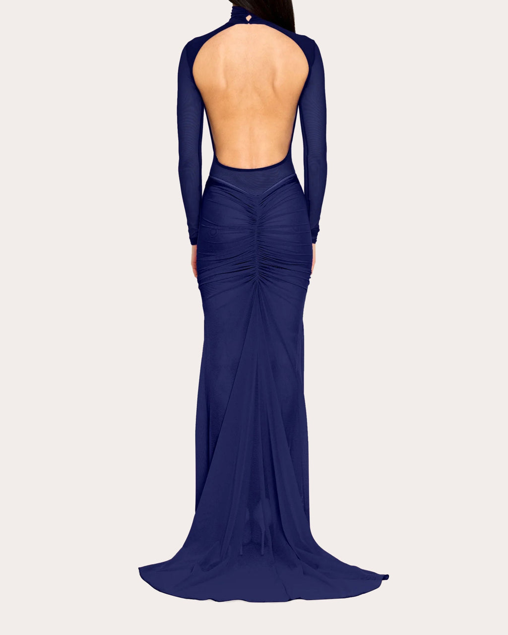 Ruched Draped Mesh Maxi Skirt