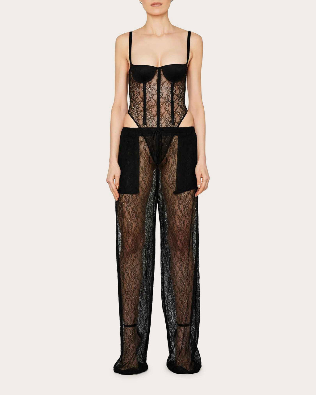 Sheer Chantilly-Lace Pants