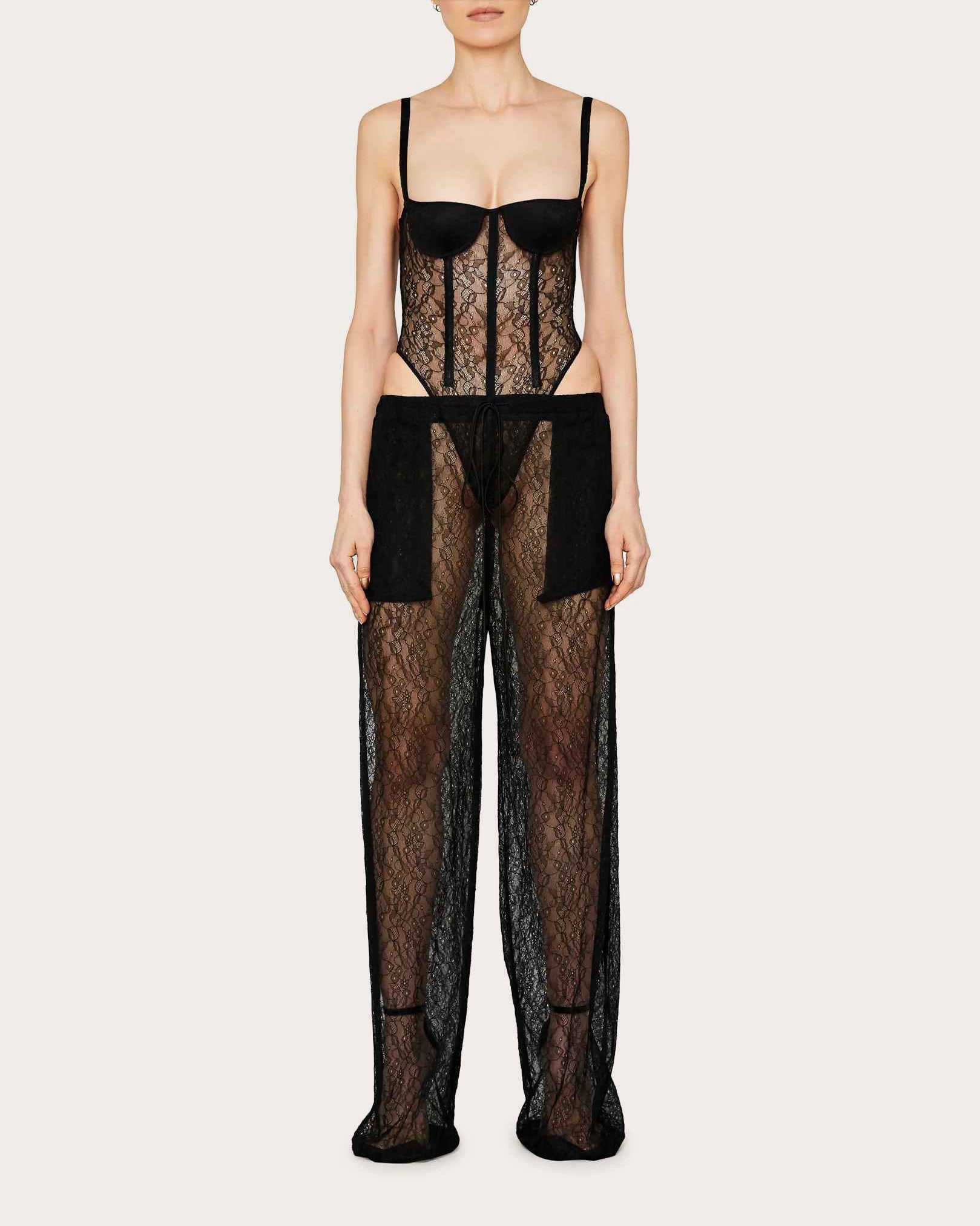 Sheer Chantilly-Lace Pants