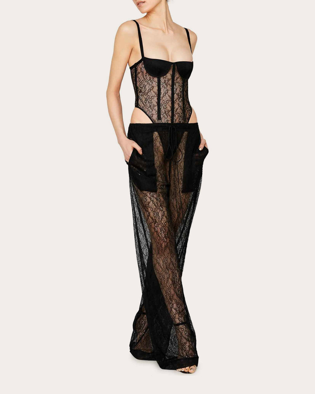 Sheer Chantilly-Lace Pants