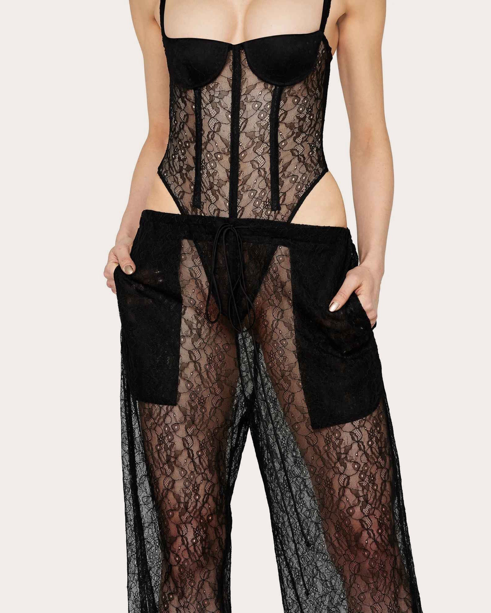 Sheer Chantilly-Lace Pants