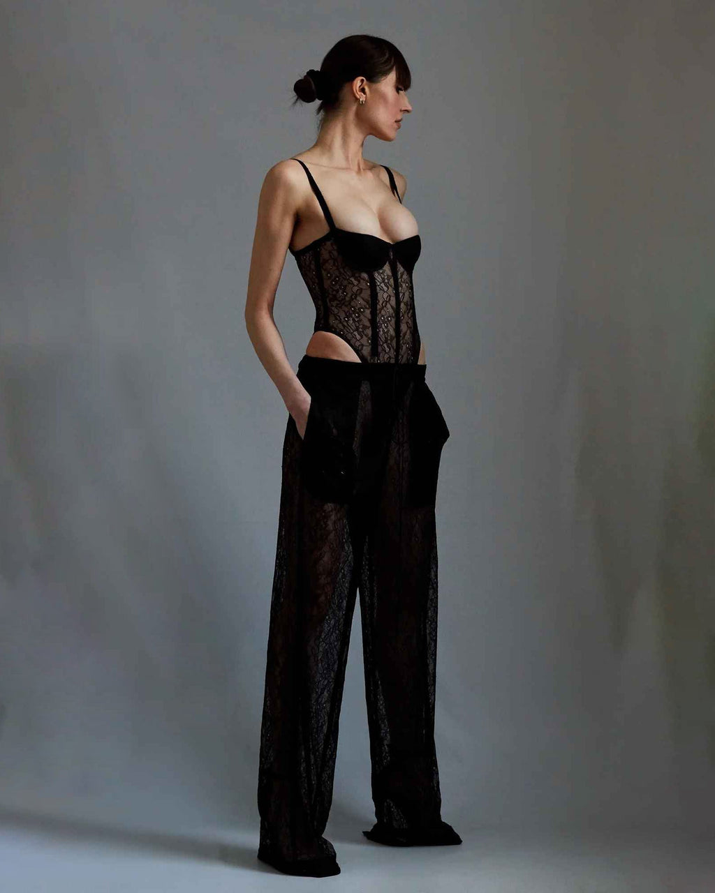Sheer Chantilly-Lace Pants