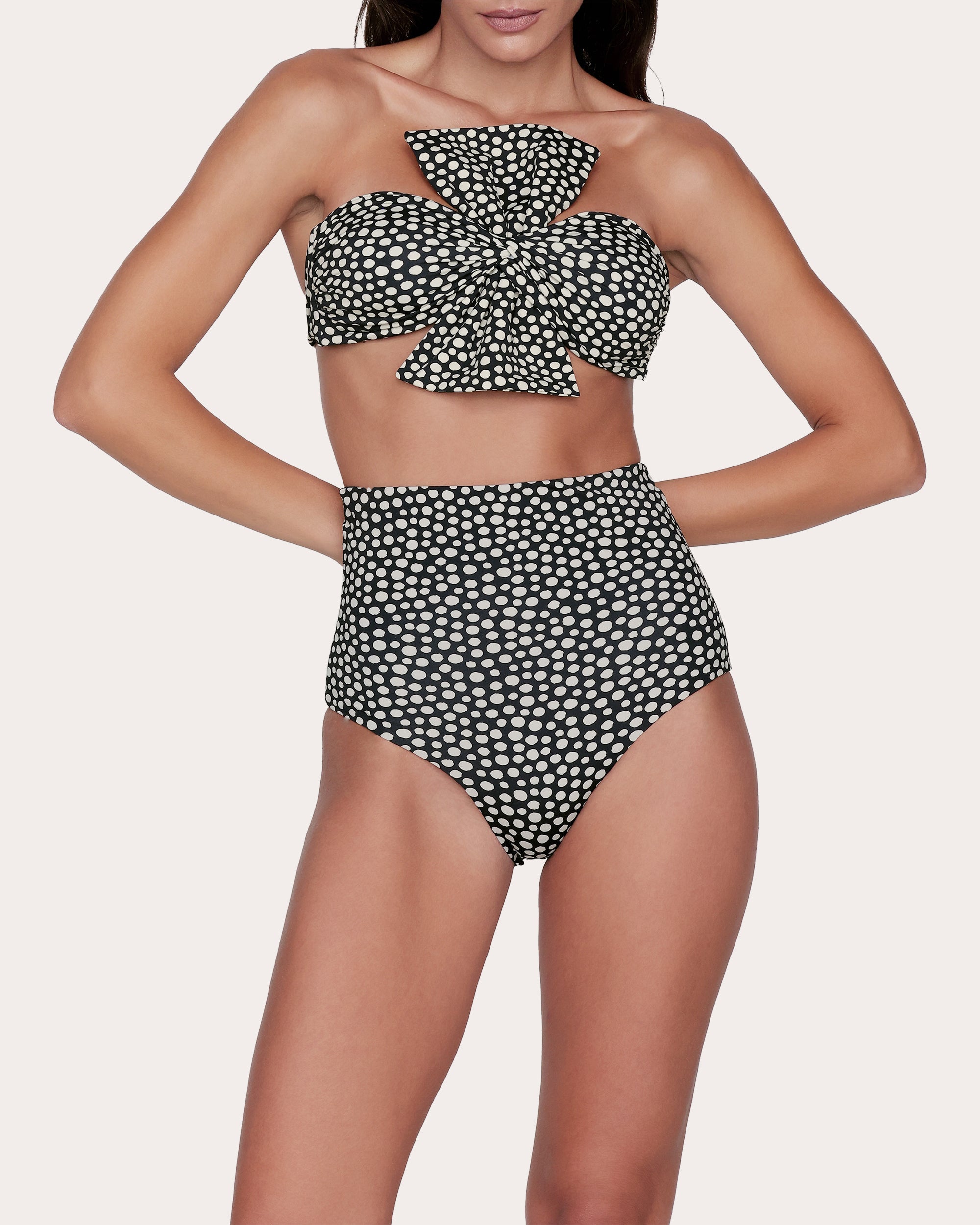 Laila Printed Bow-Detail Bandeau Bikini Top