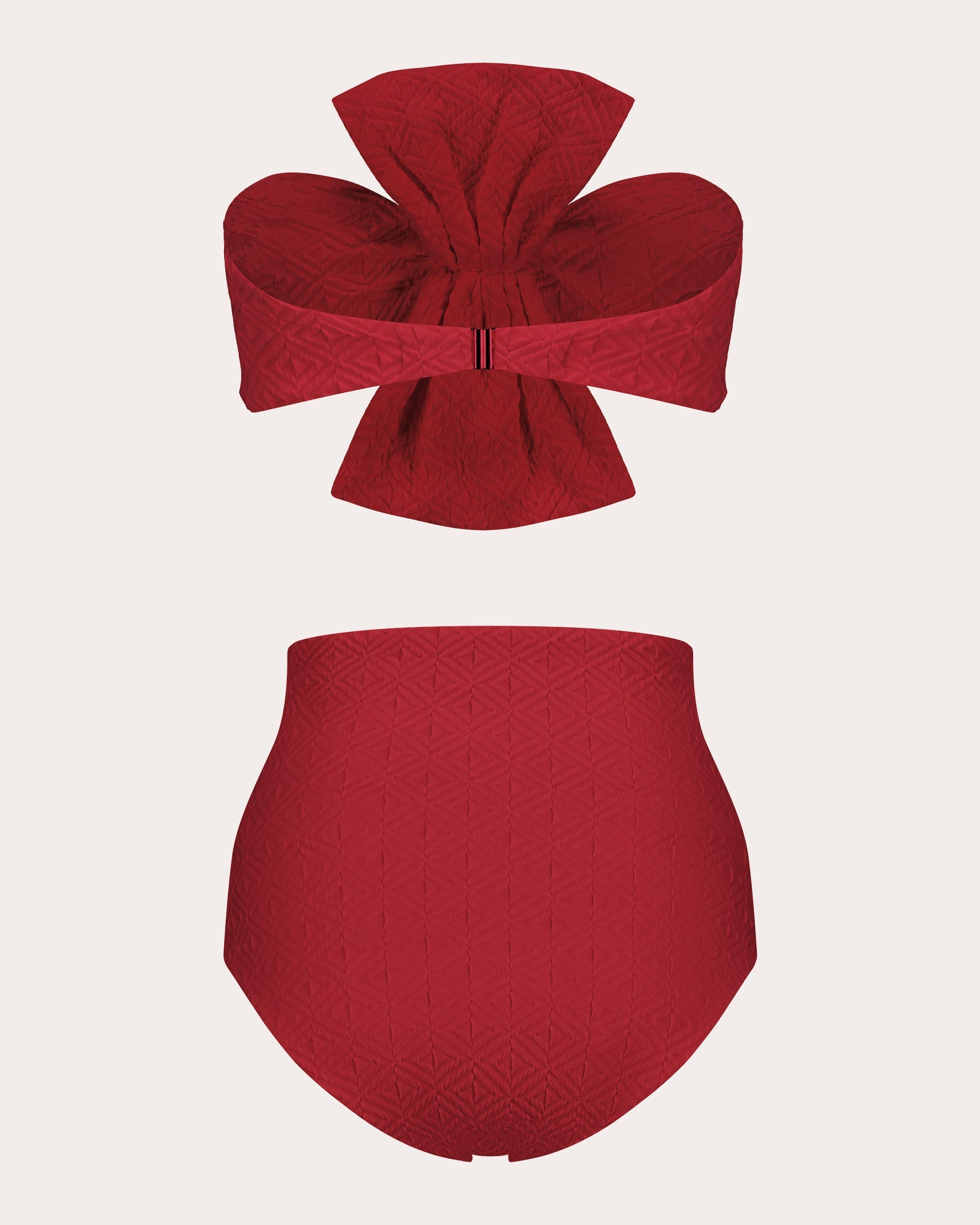 Laila Bow-Detail Jacquard Bandeau Bikini Top