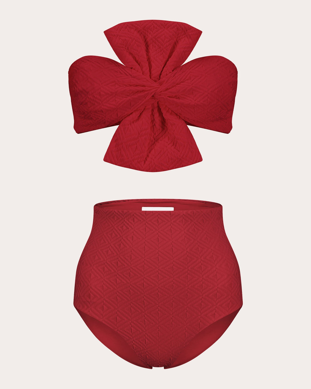 Laila Bow-Detail Jacquard Bandeau Bikini Top