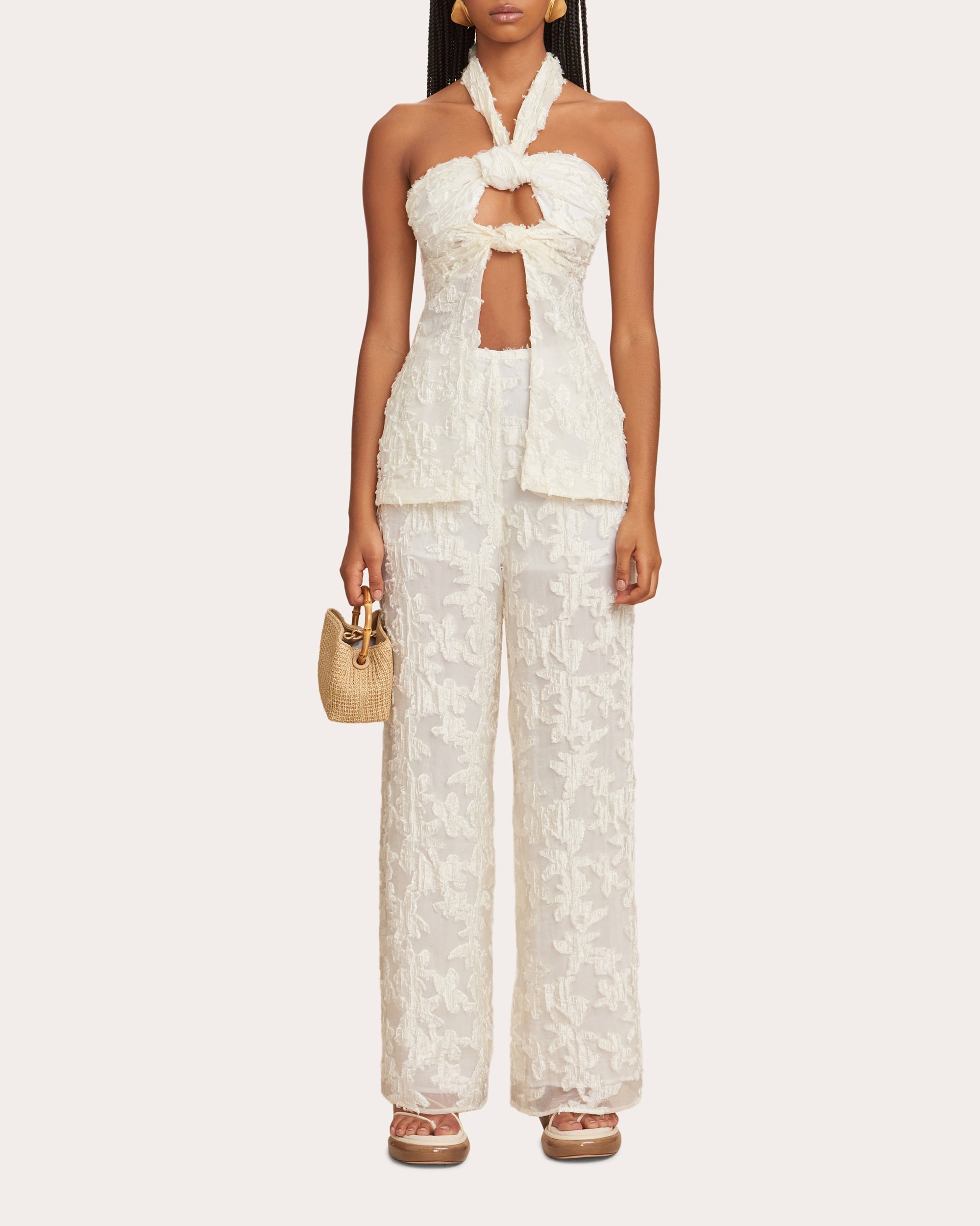Lane Floral Organza Fil-Coupe Pants