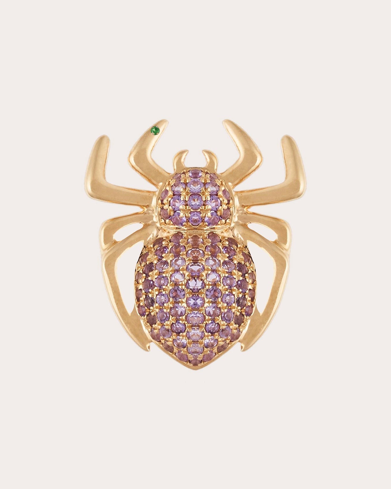 Lola 18K Gold Amethyst and Emerald Spider Single Ear Cuff