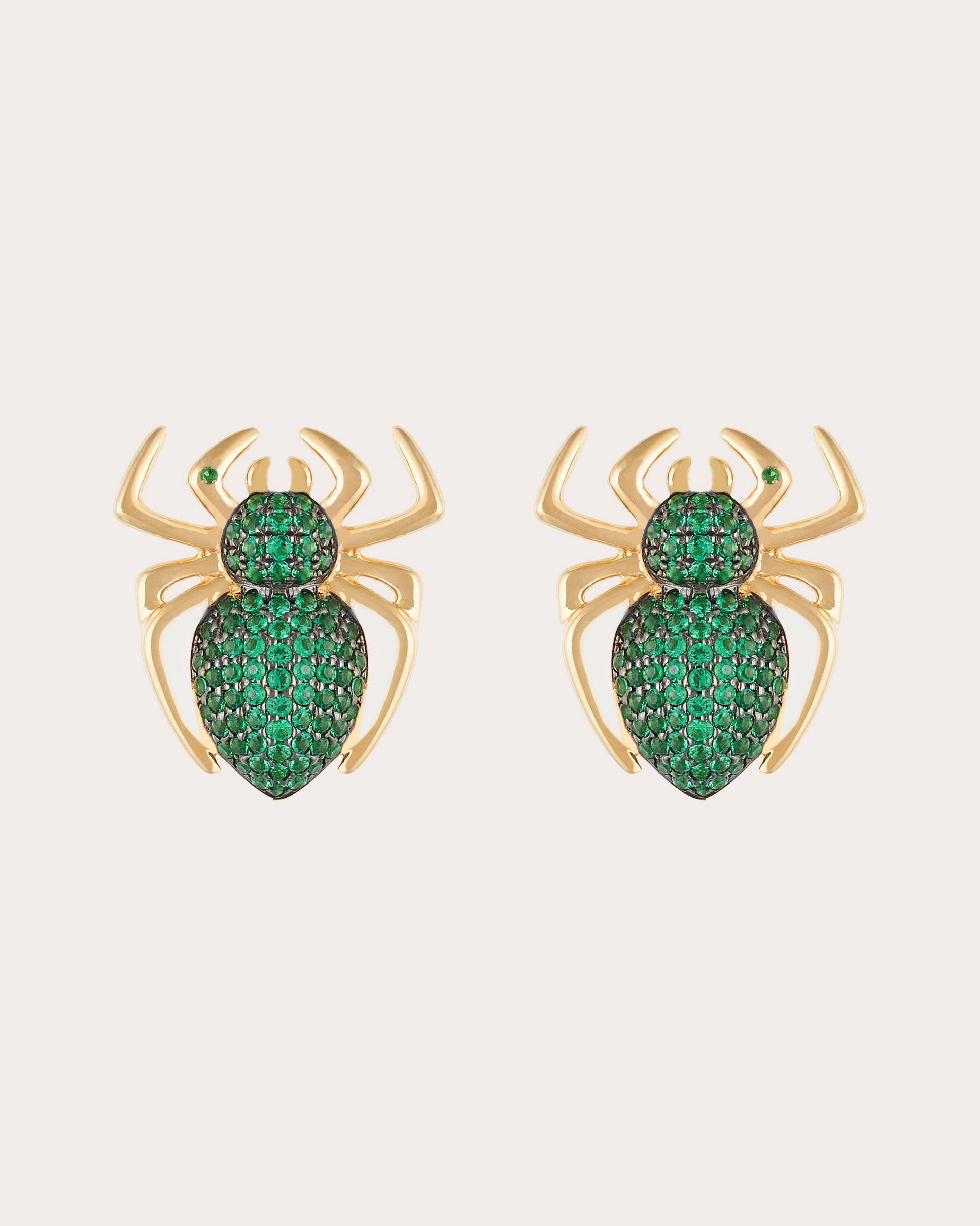 Lola 18K Gold Green Spinel and Emerald Spider Stud Earrings