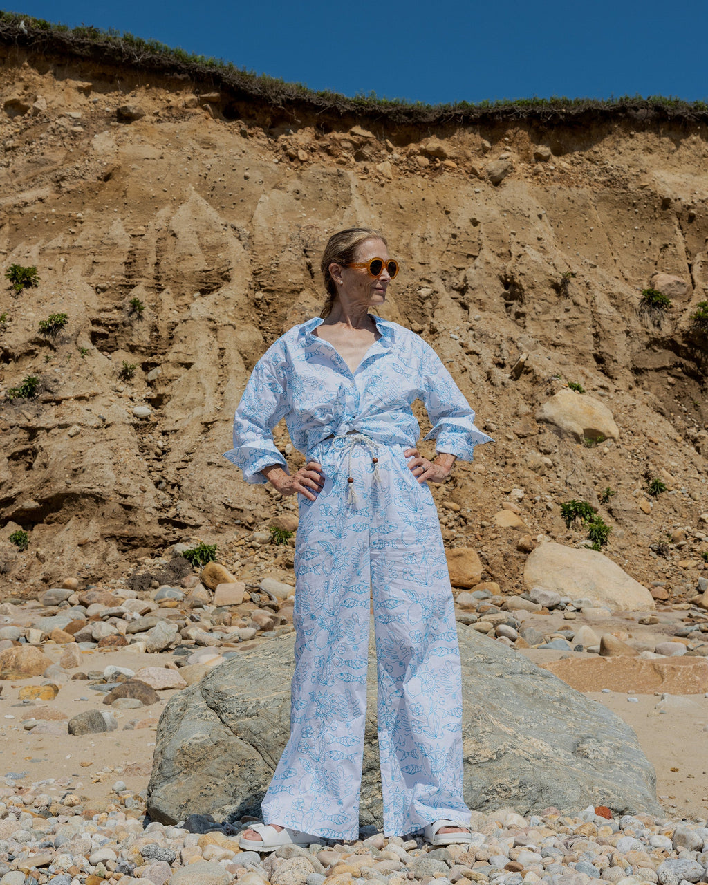 Petra Embroidered Cotton Pajama Pants