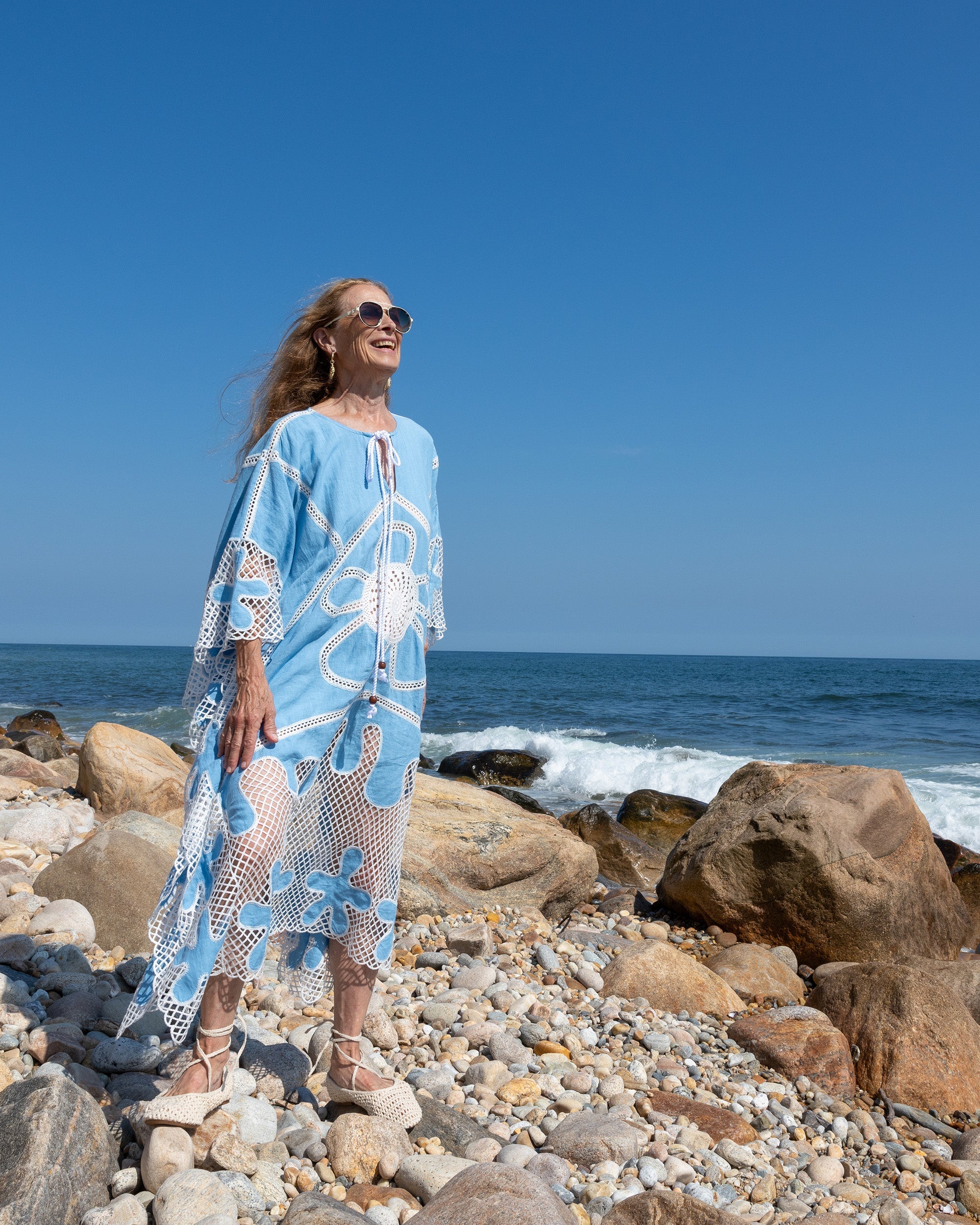Kampos Crochet-Trimmed Linen-Blend Kaftan