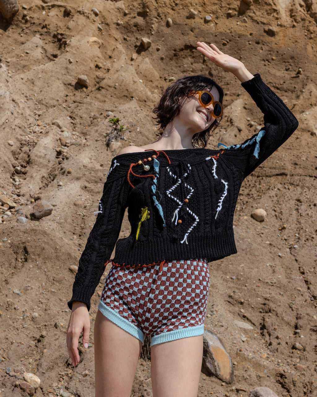 Vaggelis Appliquéd Cable-Knit Cotton Sweater
