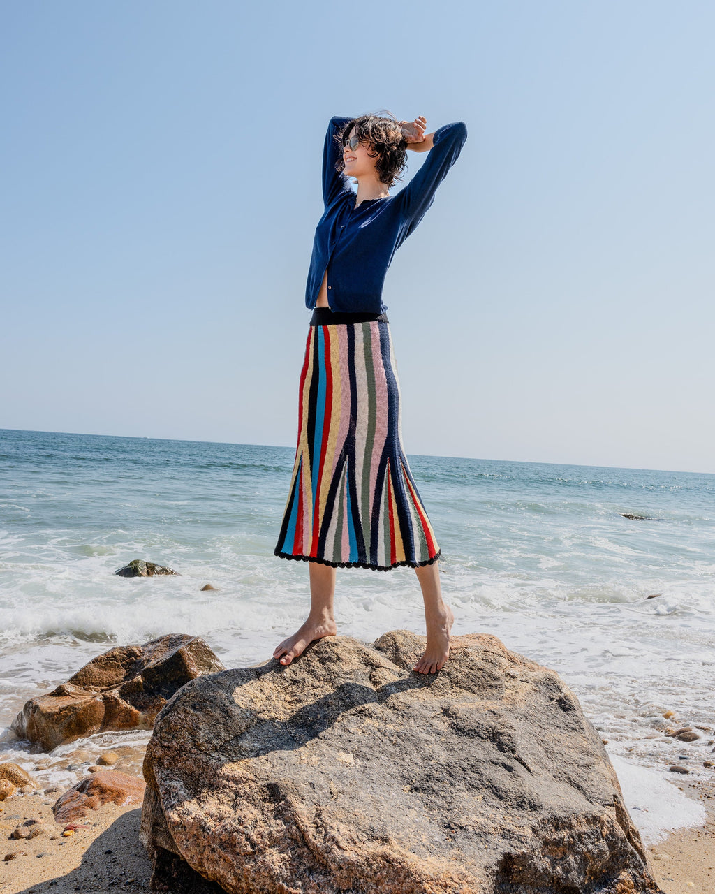 Marathi Striped Cotton Knit Maxi Skirt