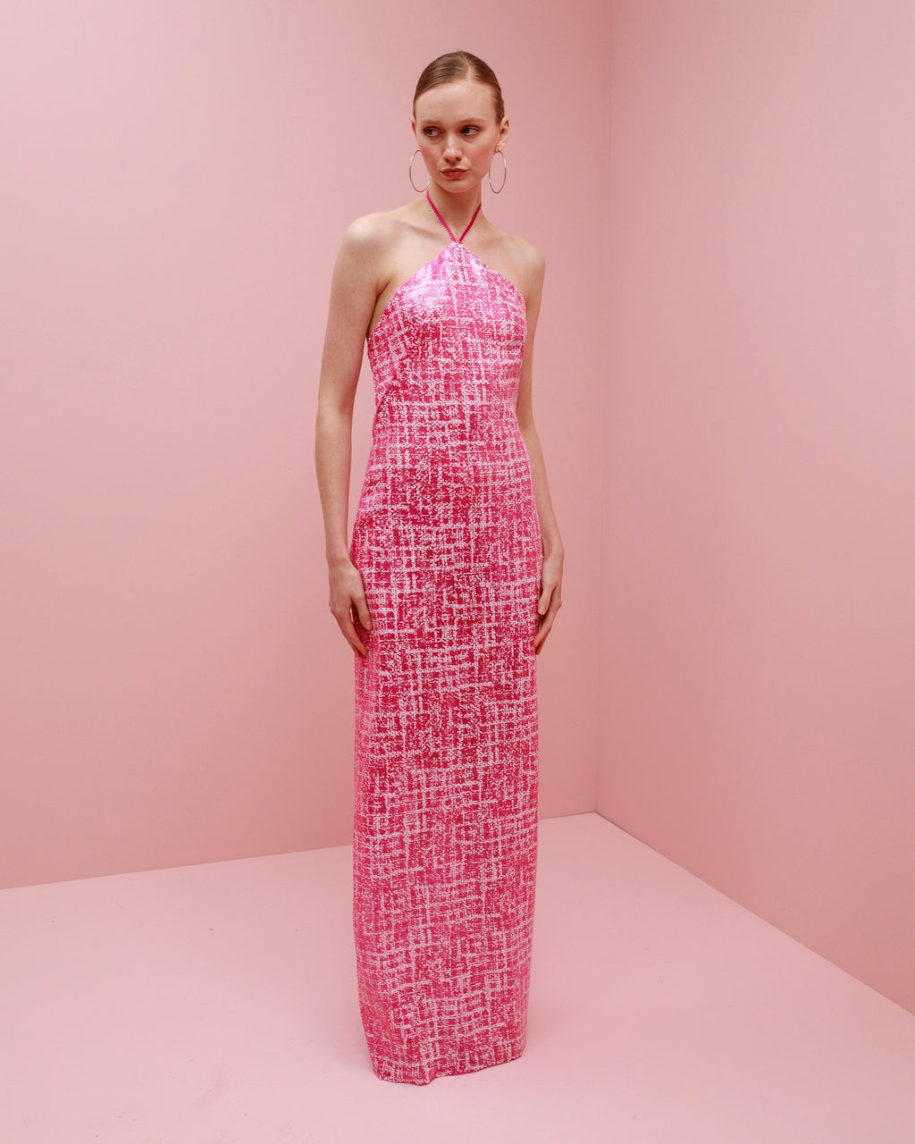 Serata Sequin-Embellished Halterneck Gown