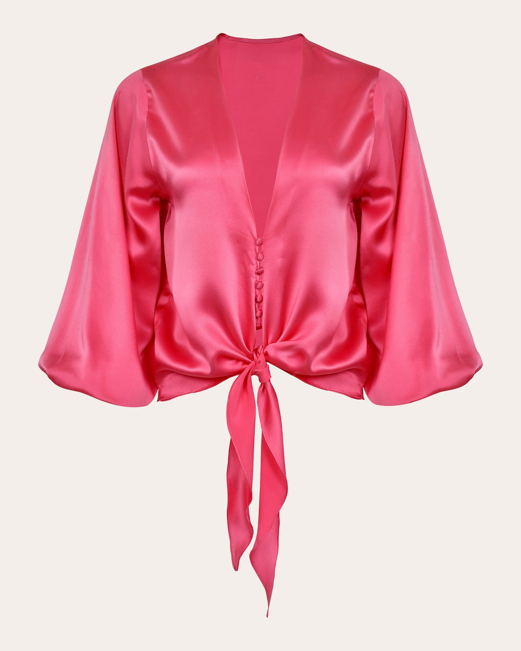 Crystal Tie-Front Silk Blouse