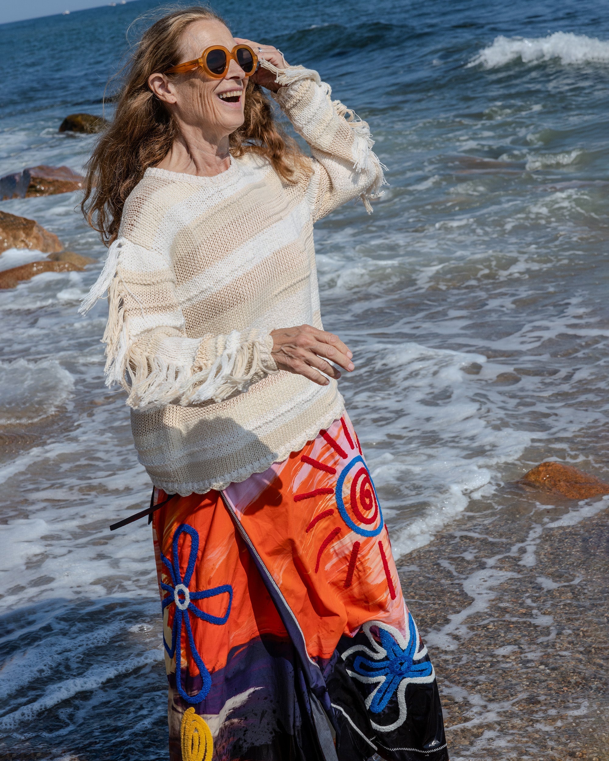Ilias Sunset Embroidered Cotton Wrap Skirt