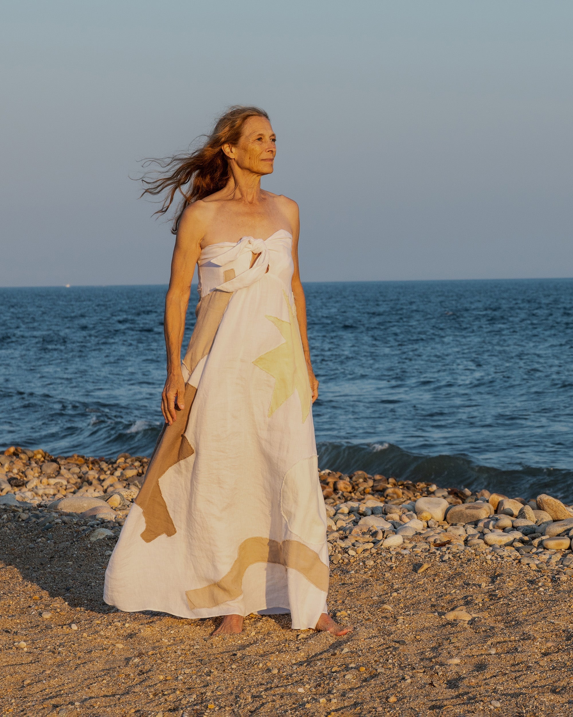 Patmos Knotted Appliquéd Linen-Blend Maxi Dress