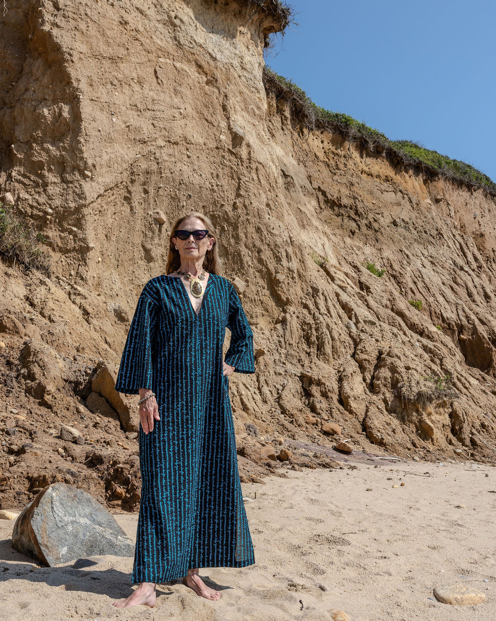 Grikos Embroidered Cotton Seersucker Kaftan