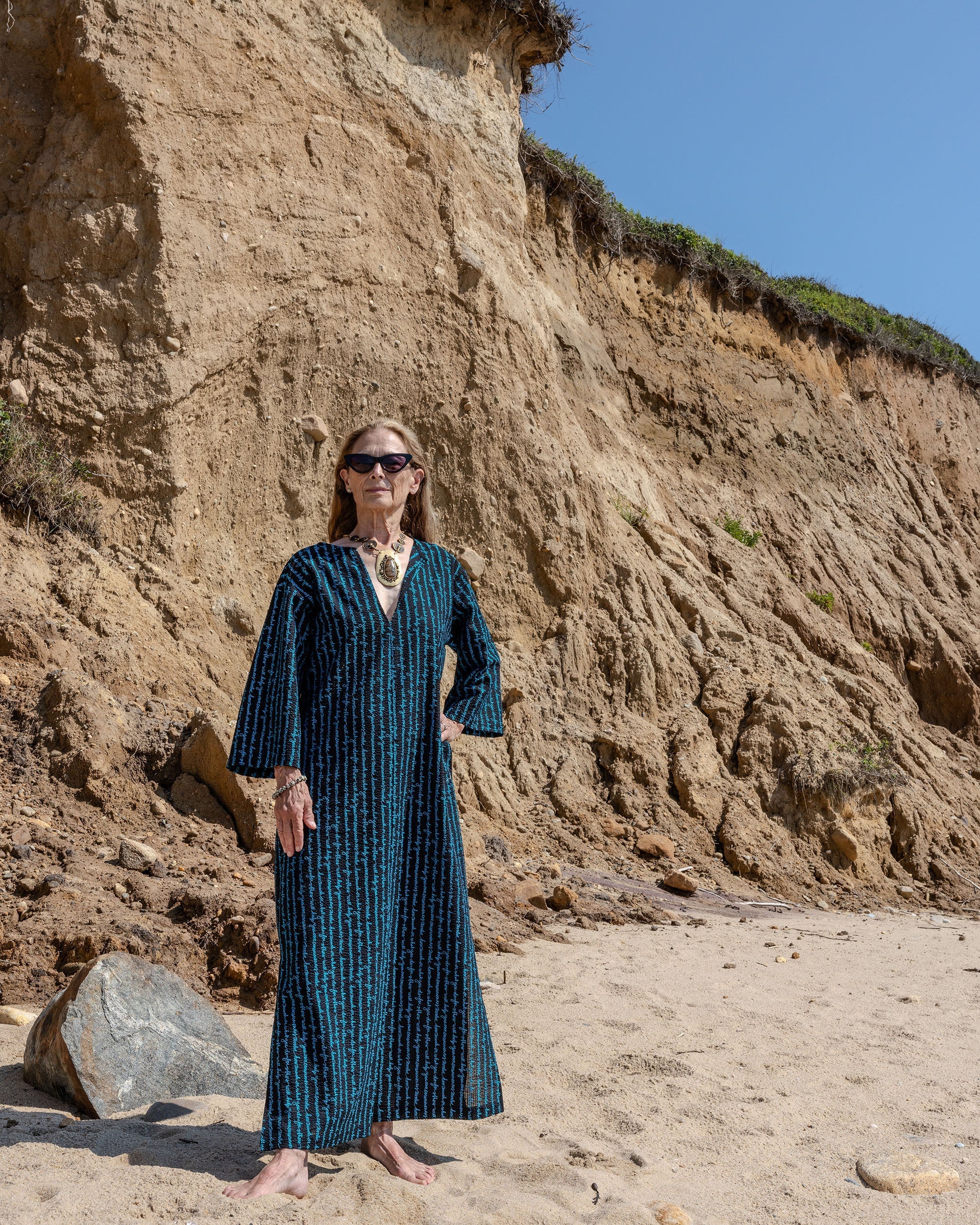 Grikos Embroidered Cotton Seersucker Kaftan