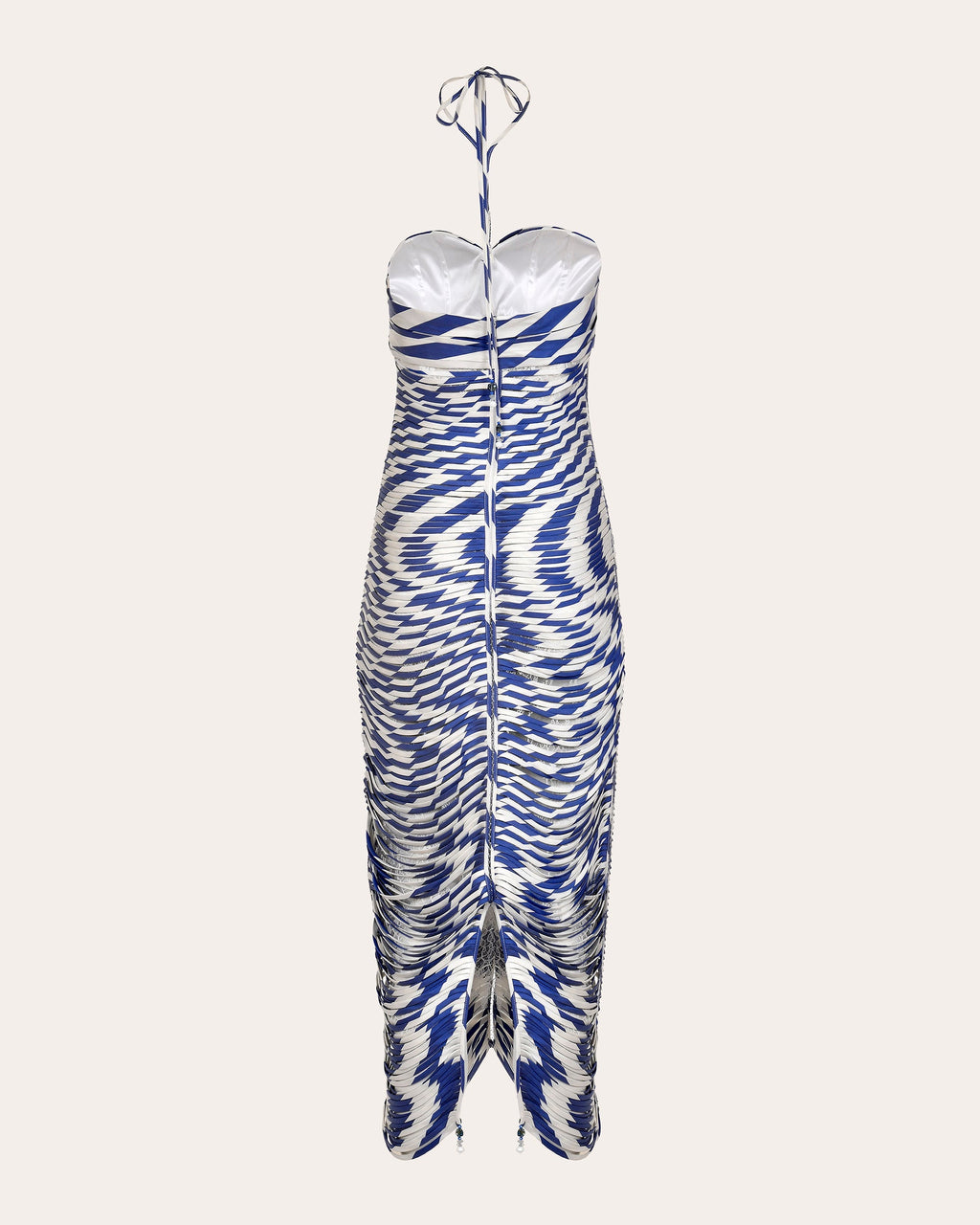 Alba Striped Silk Pata de Cabra Midi Dress