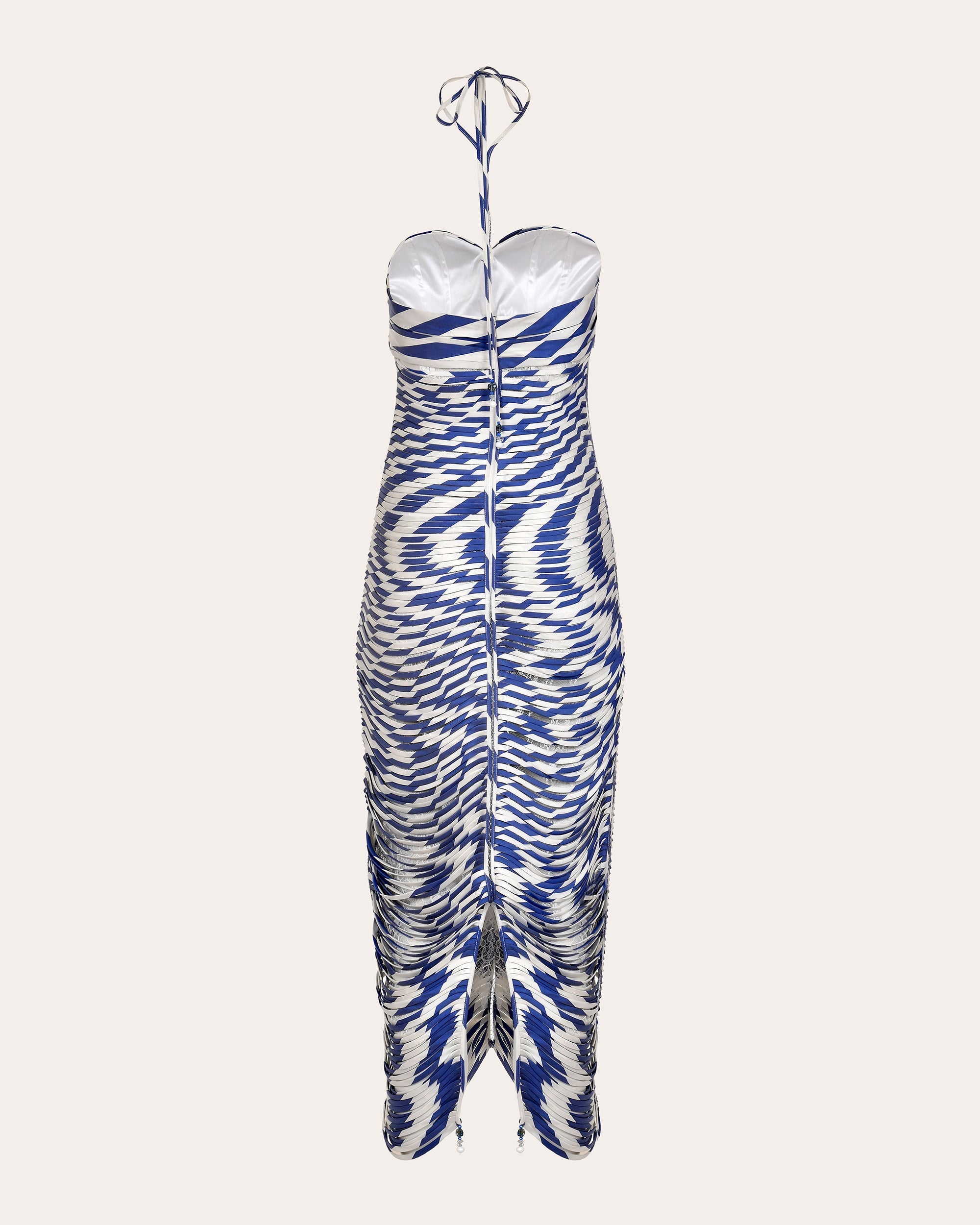 Alba Striped Silk Pata de Cabra Midi Dress