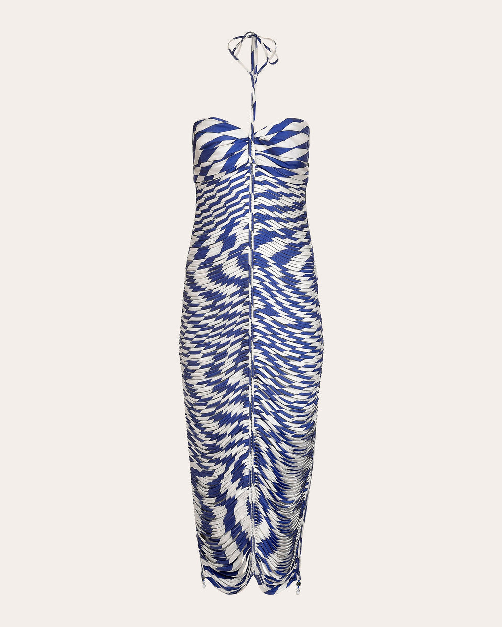 Alba Striped Silk Pata de Cabra Midi Dress