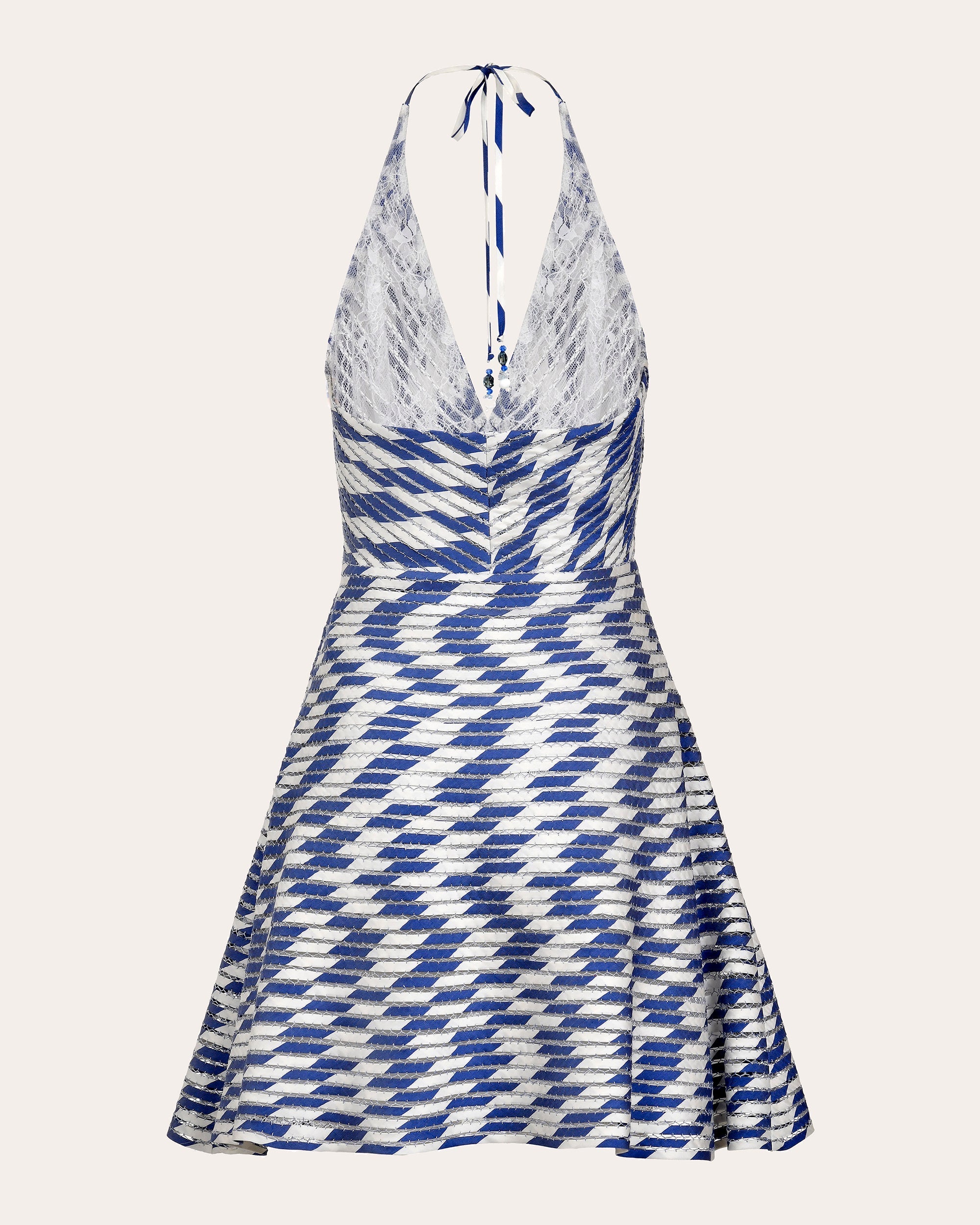 Celeste Striped Silk Pata de Cabra Mini Dress