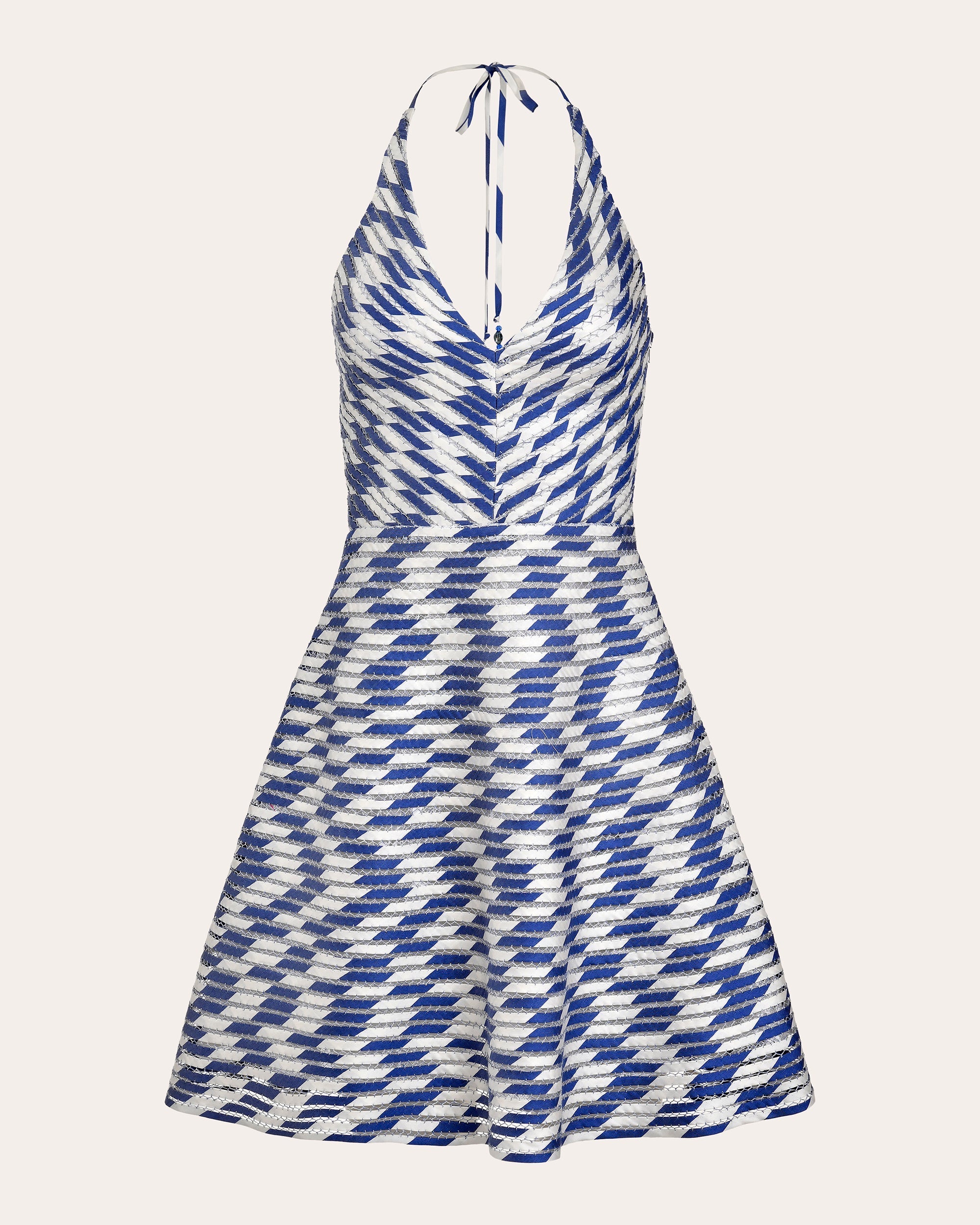 Celeste Striped Silk Pata de Cabra Mini Dress