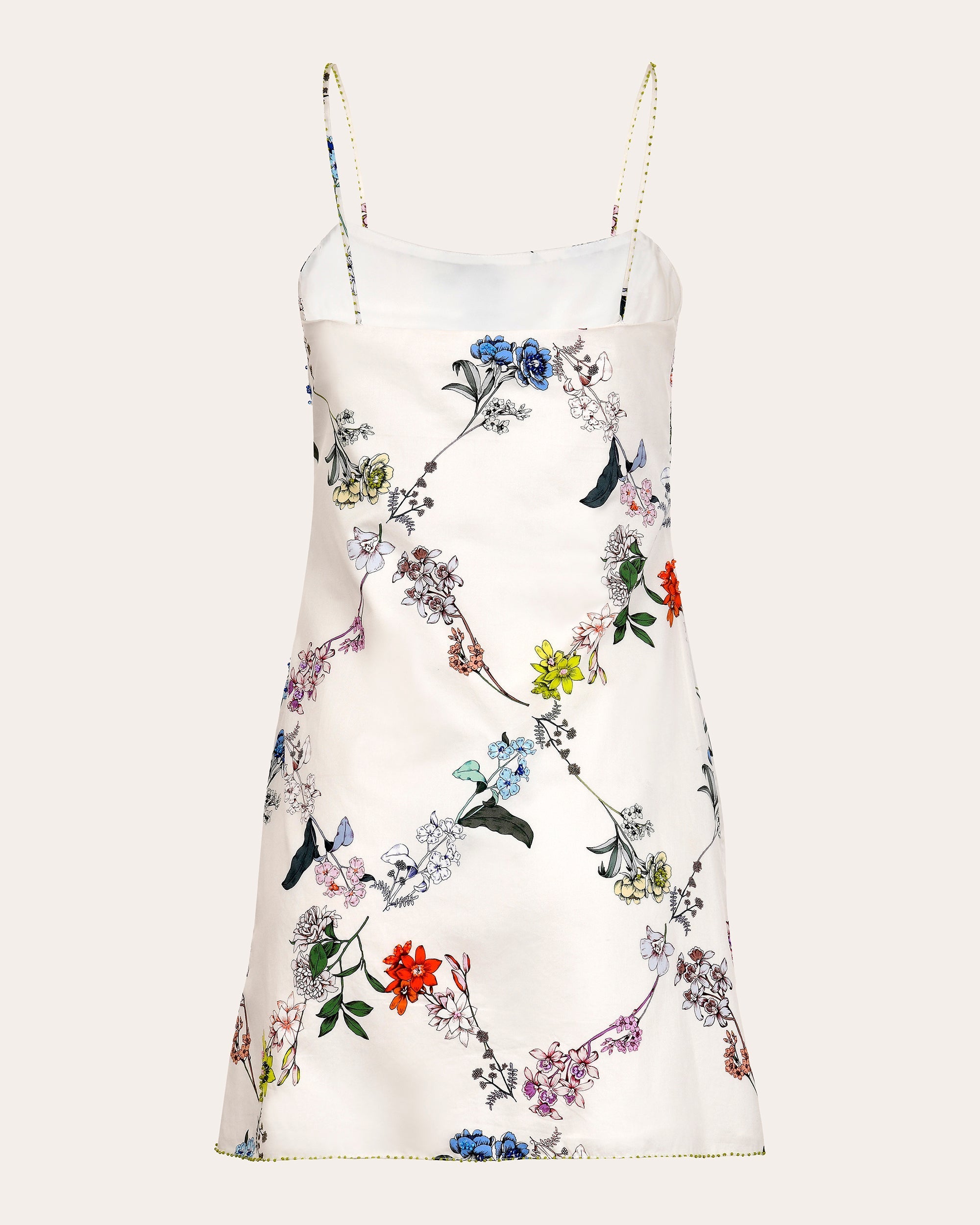 Limon Embellished Printed Cotton Mini Dress
